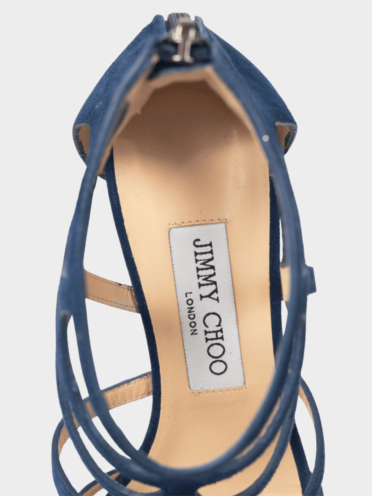 Jimmy Choo 2010s Ren 35 Pacific Suede Cage Sandals