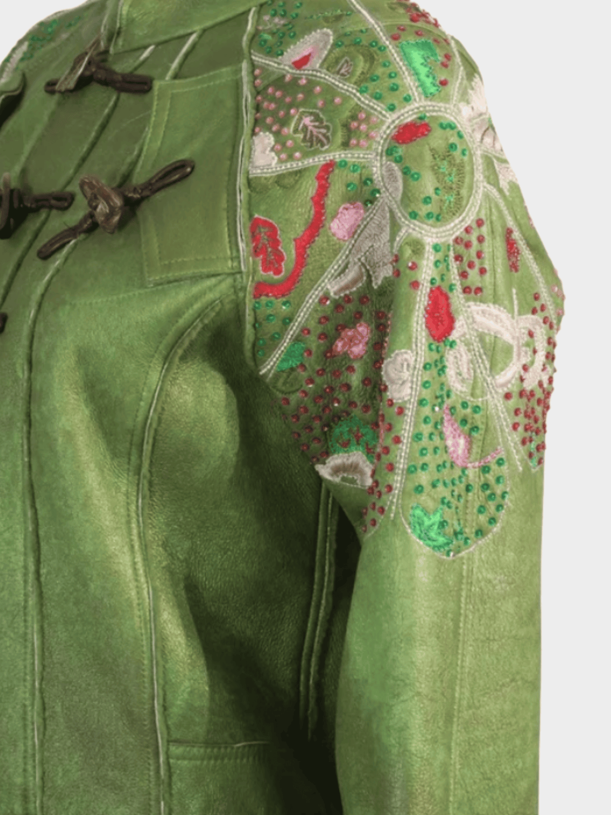 John Galliano FW 2005 Green Shearling Beaded Set