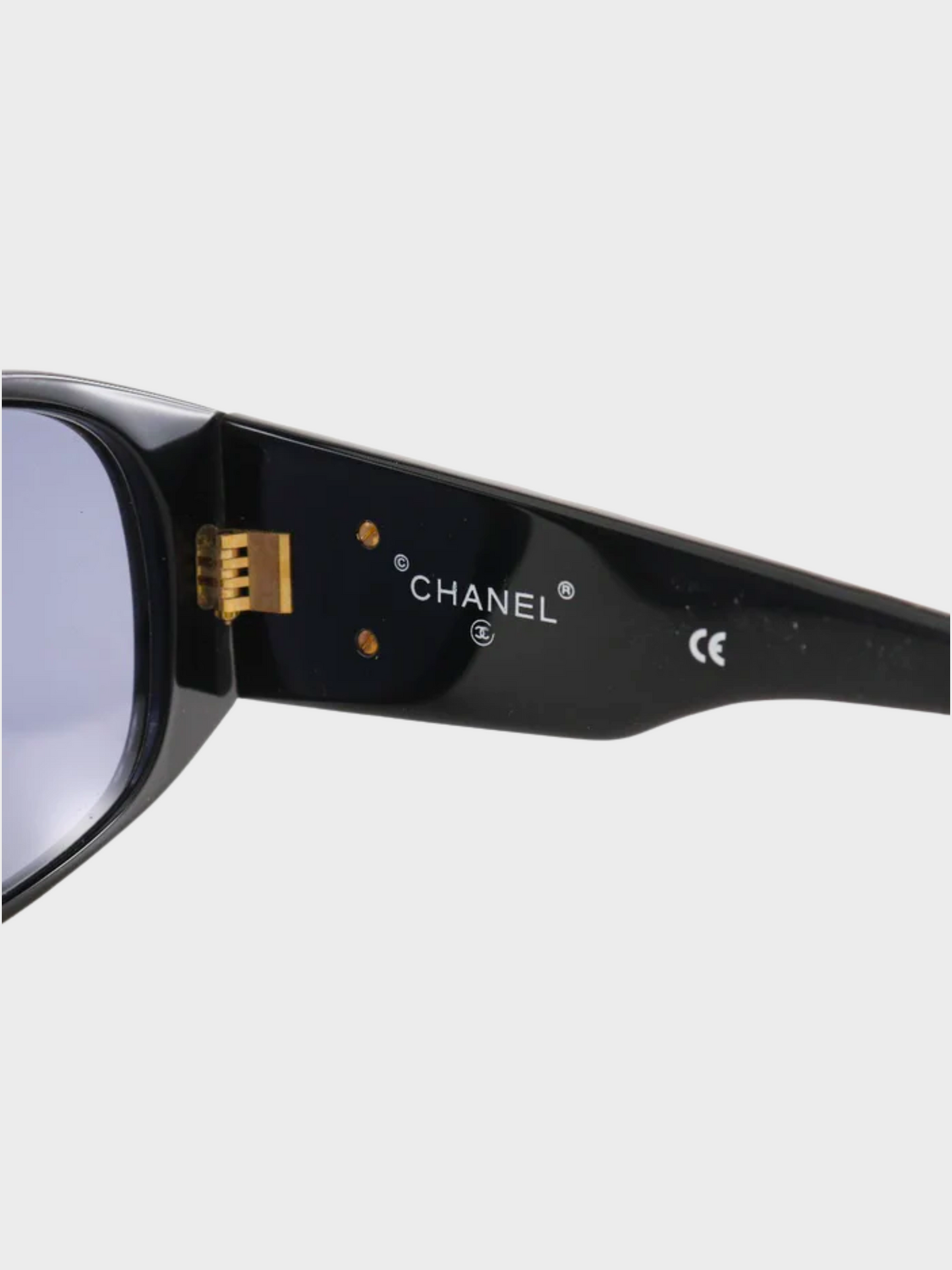 Chanel 2000s Black Coco Mark Matelasse Sunglasses