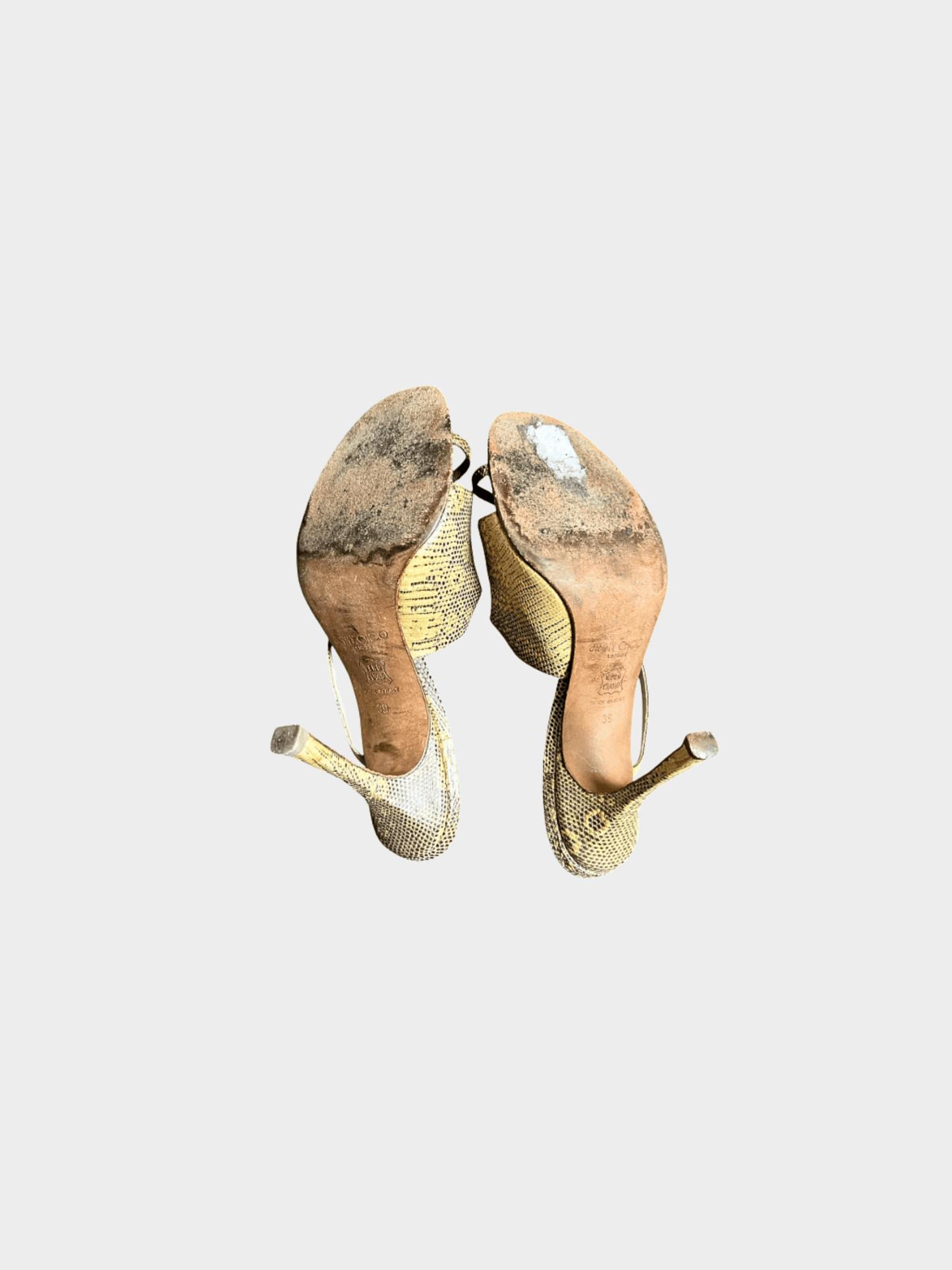 Jimmy Choo 2000s Yellow Python Strappy Heels