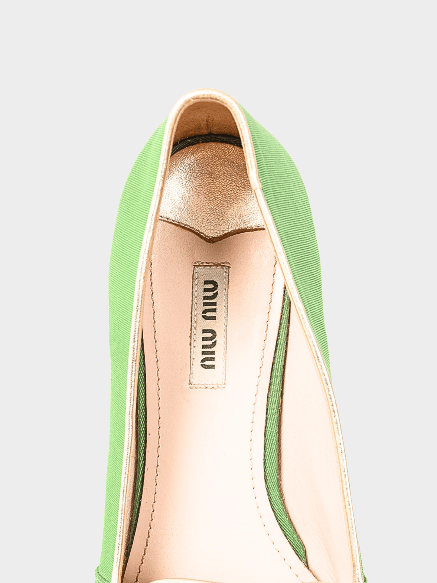 Miu Miu Pre-Fall 2012 Green Embroidered Crystal-Heel Loafers