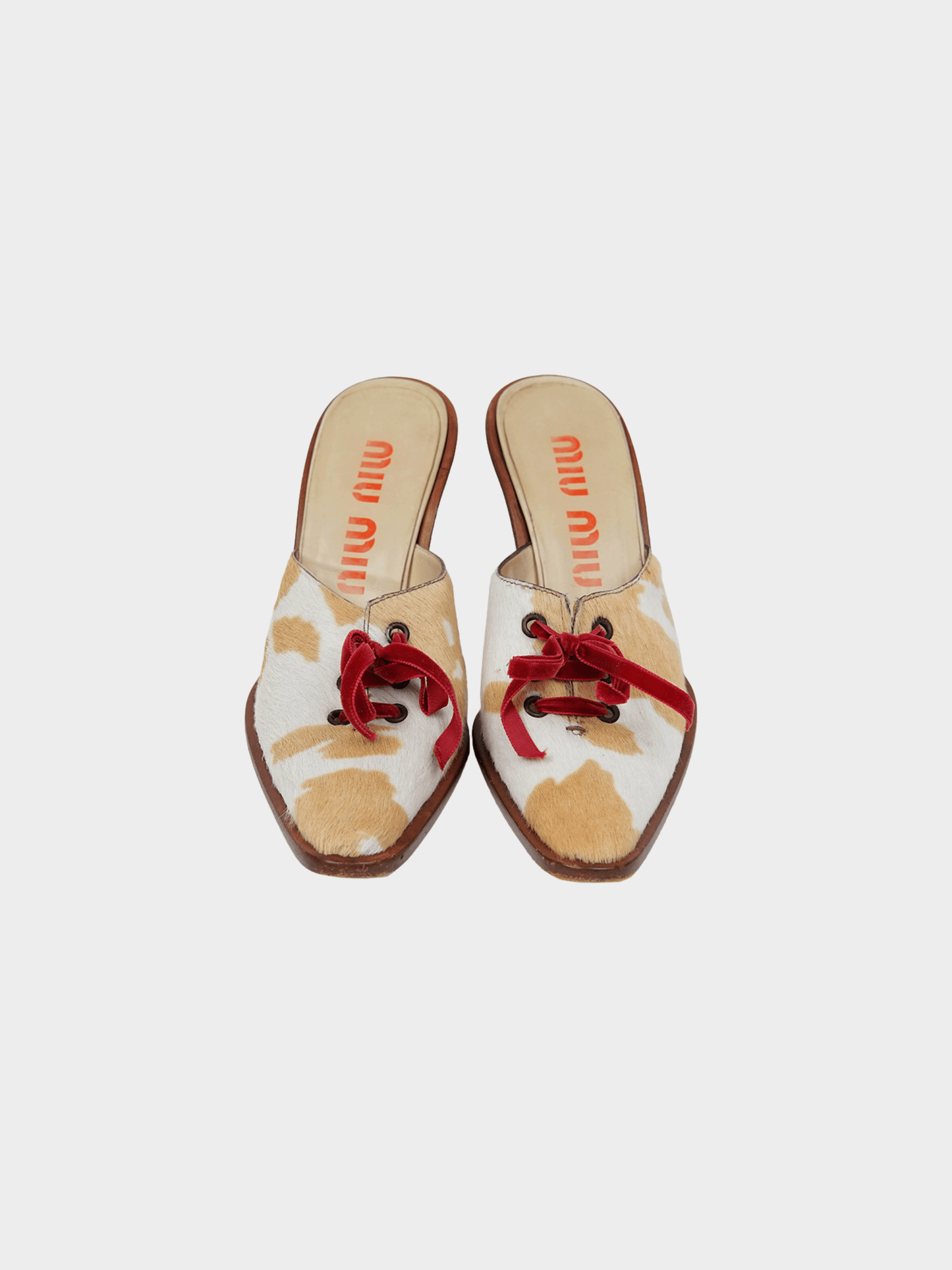 Miu Miu SS 1998 Beige Cowhide Wooden Heels