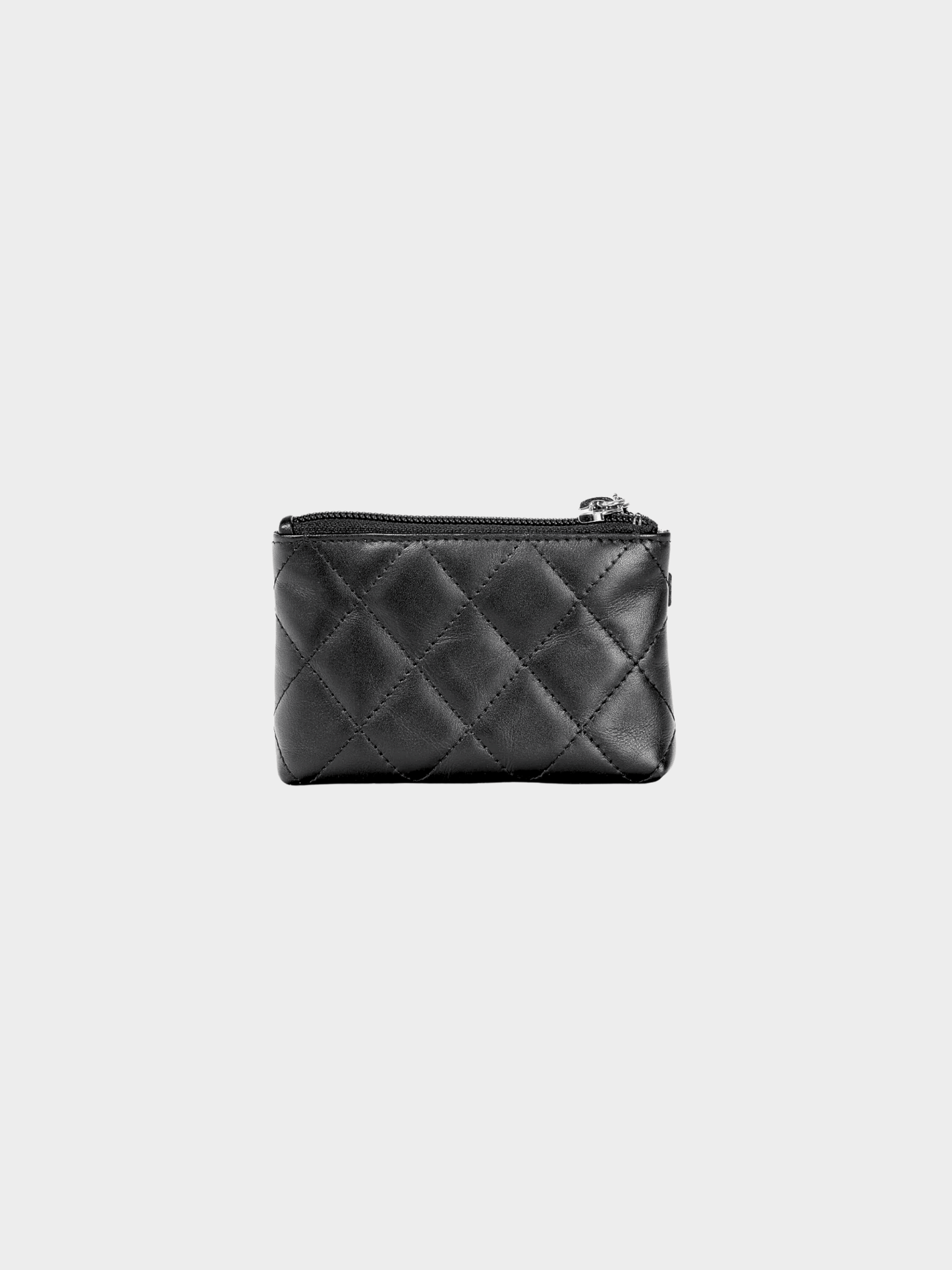 Chanel Cruise 2012 Black Noir & Argen Cambon CC Quilted Card Case