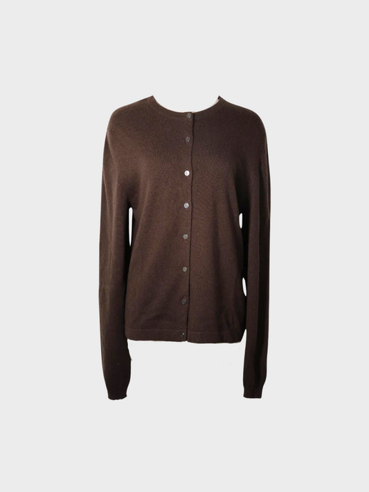 Hermès by Martin Margiela 2000s Brown Cashmere Clou De Selle Button Cardigan