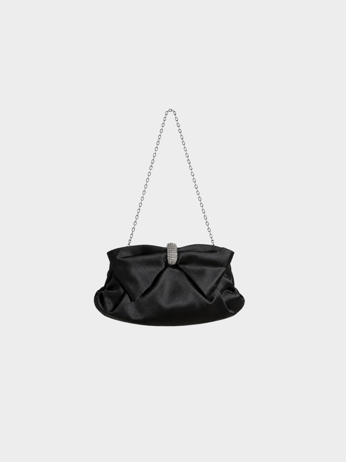 Valentino 2000s Black Satin Bow Clutch Bag