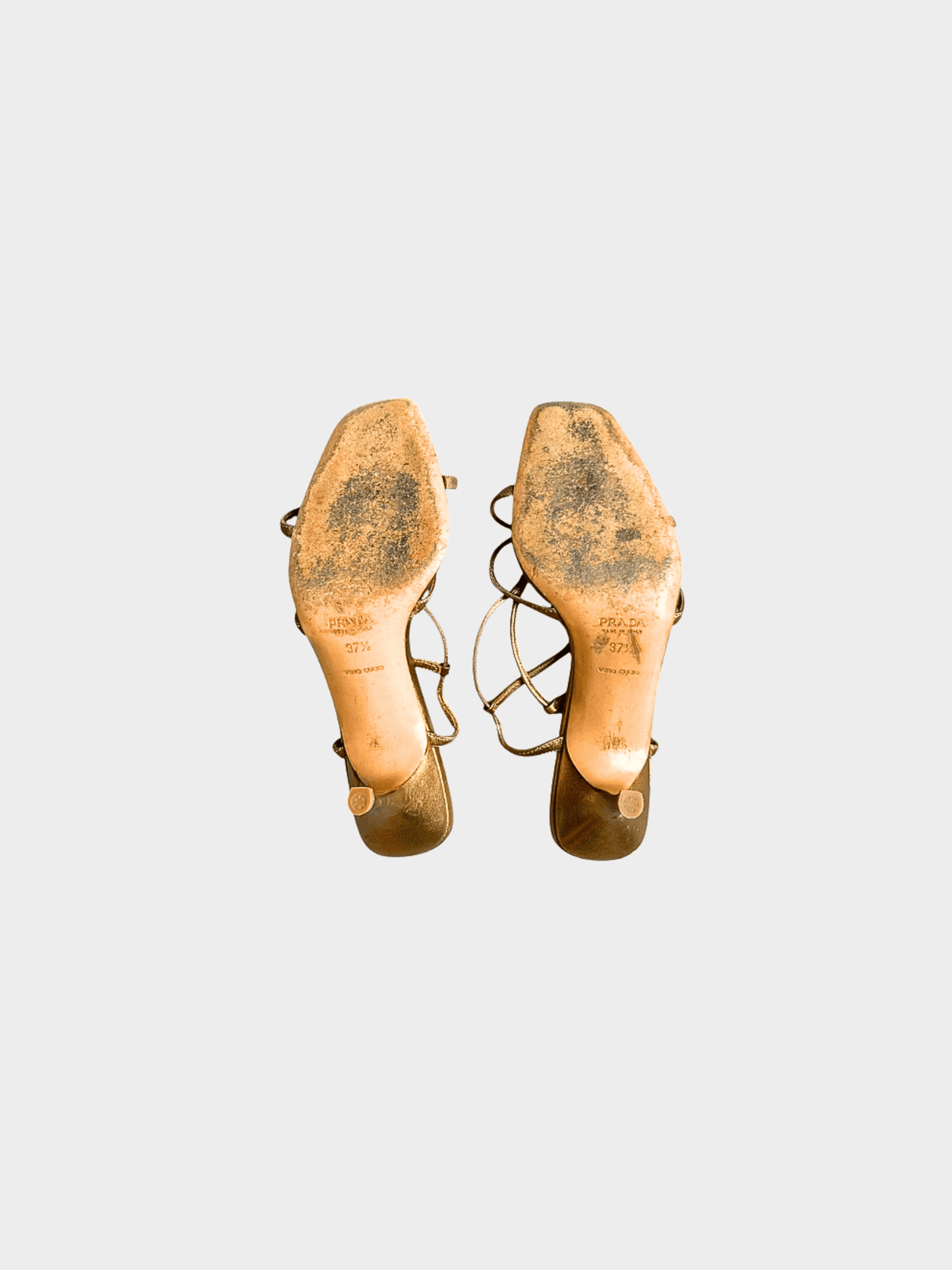 Prada 2000s Bronze Metallic Sandal Heels