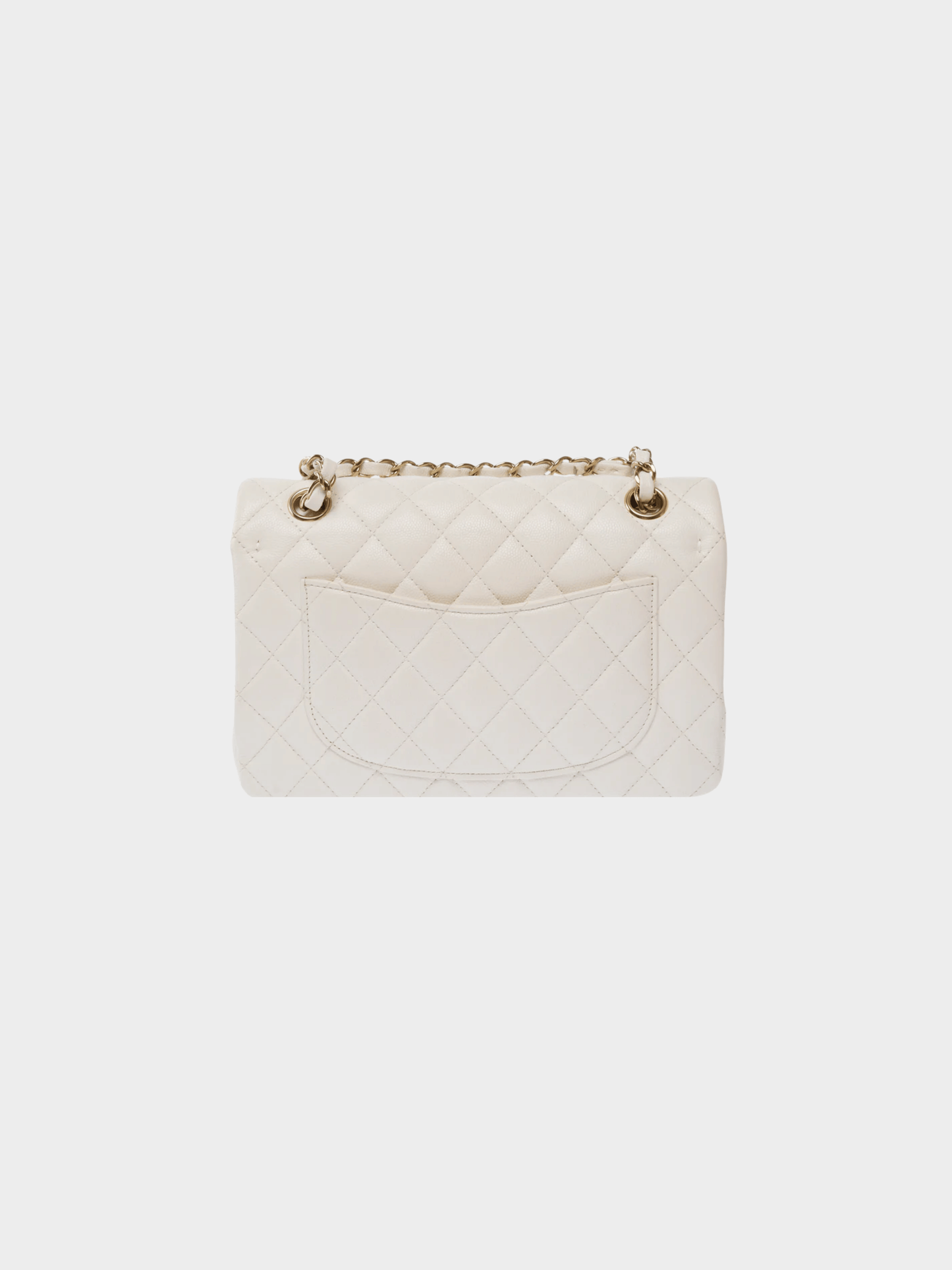 Chanel 2021 White Caviar Leather Medium Double Flap Bag