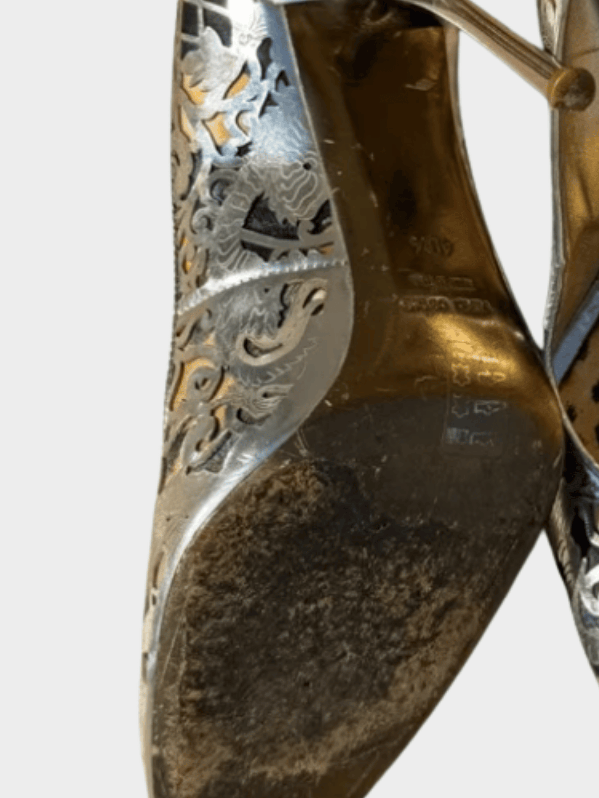 Roberto Cavalli 2000s Silver Cutout Pumps