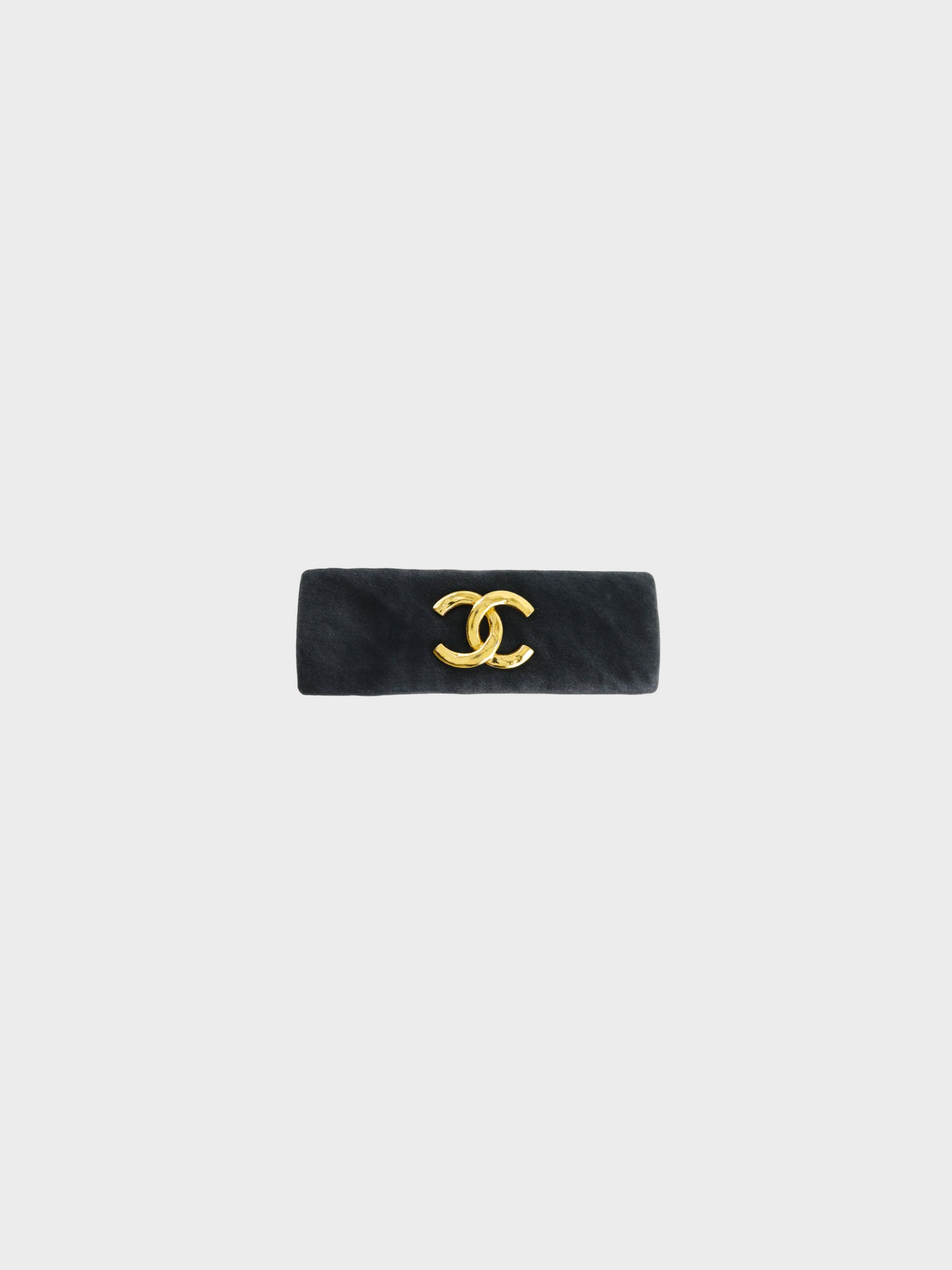 Chanel 1990s Coco Mark Black Suede Barrette