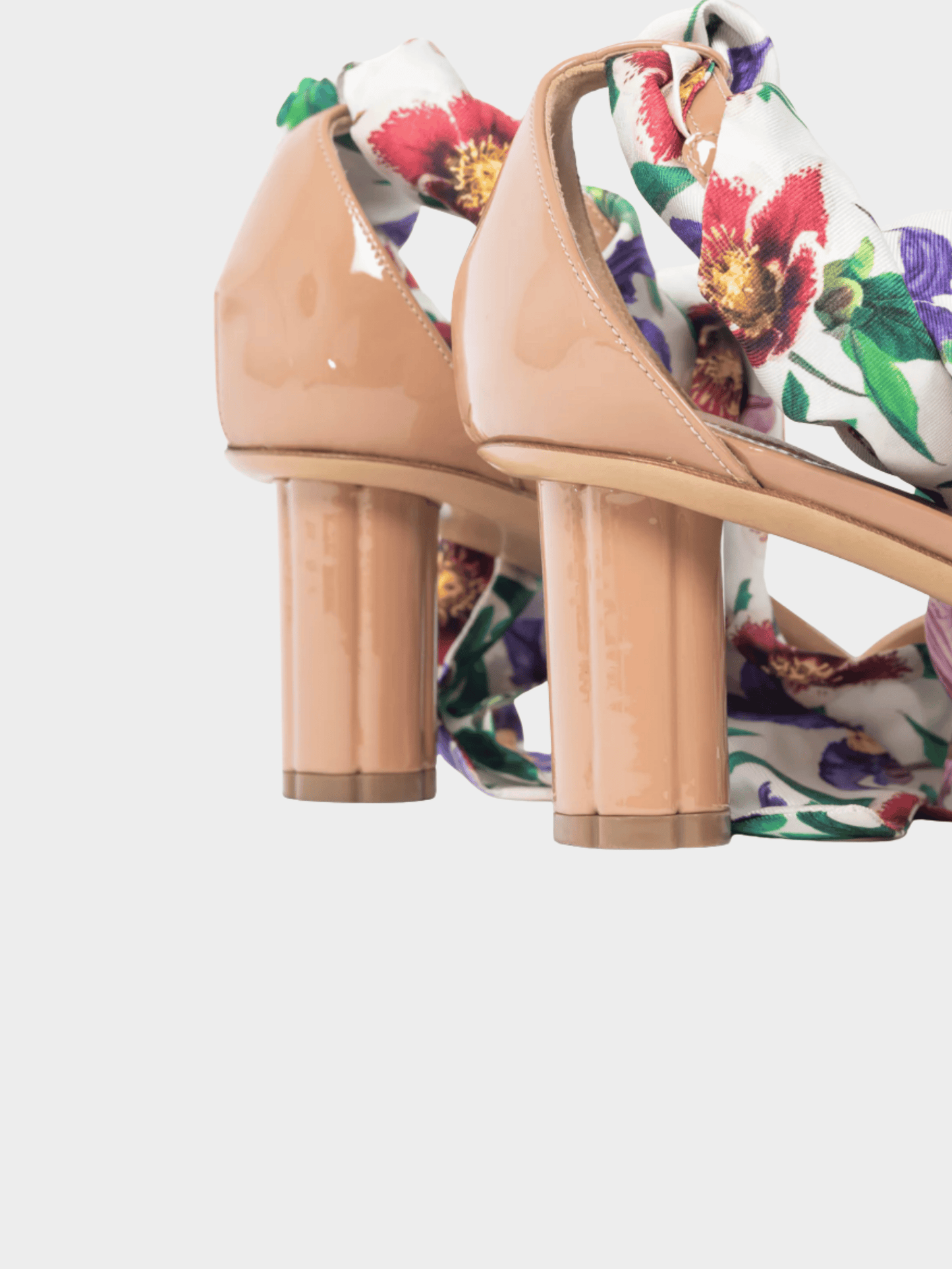 Salvatore Ferragamo SS 2018 Tursi Nude Patent Leather Floral-Tie Sandals