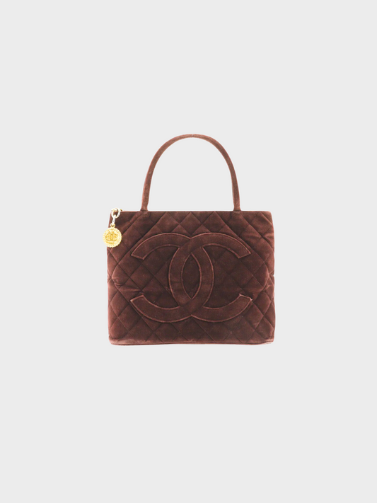 Chanel 1990s Brown Velvet Tote Bag