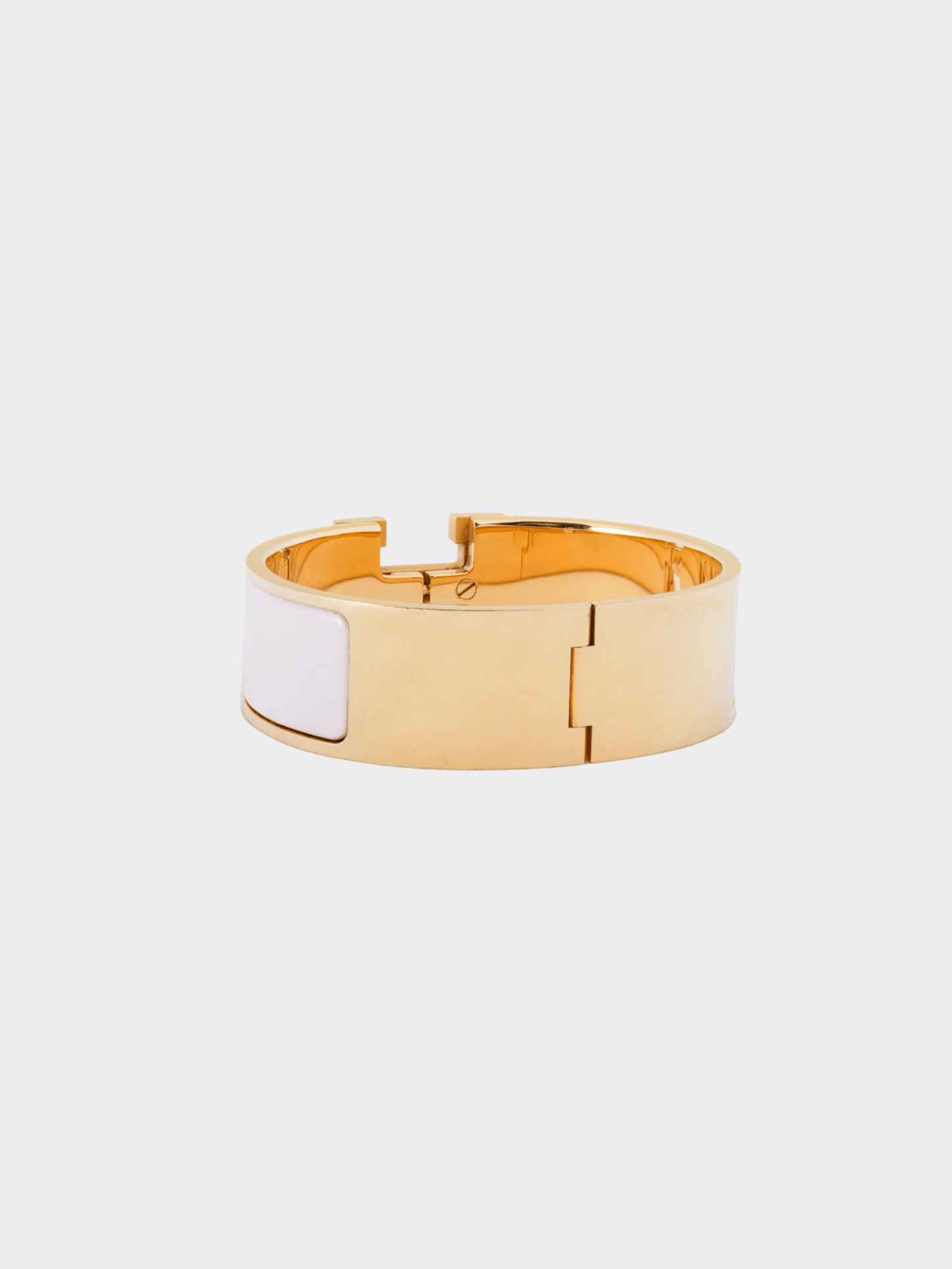 Hermes 2010s Clic H Rose Dragee Wide Enamel Bracelet