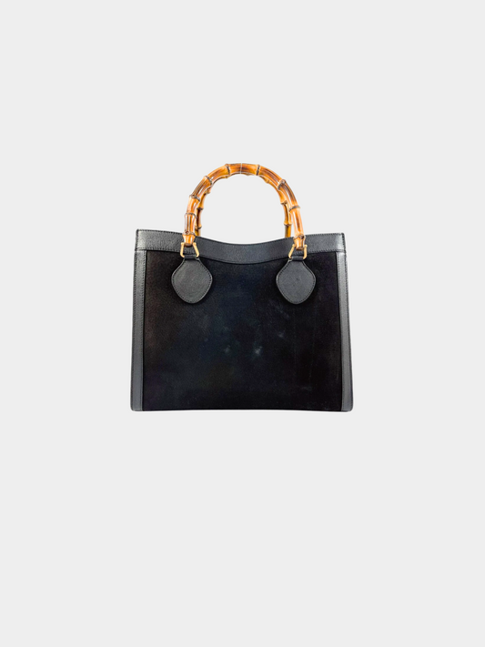 Gucci 2010s Black Bamboo Suede Handbag