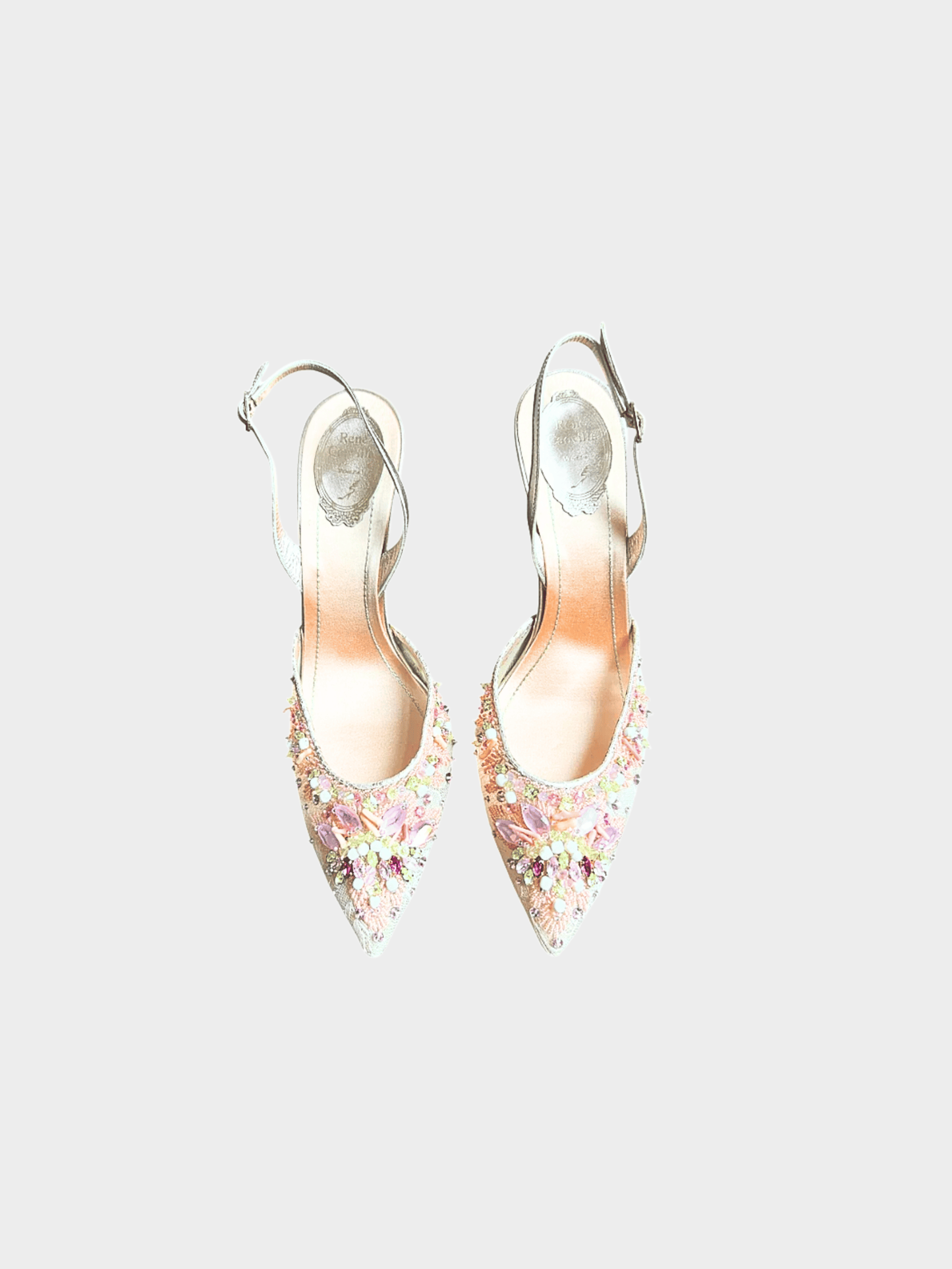 René Caovilla 2000s Multicoloured Beaded Slingback Heels