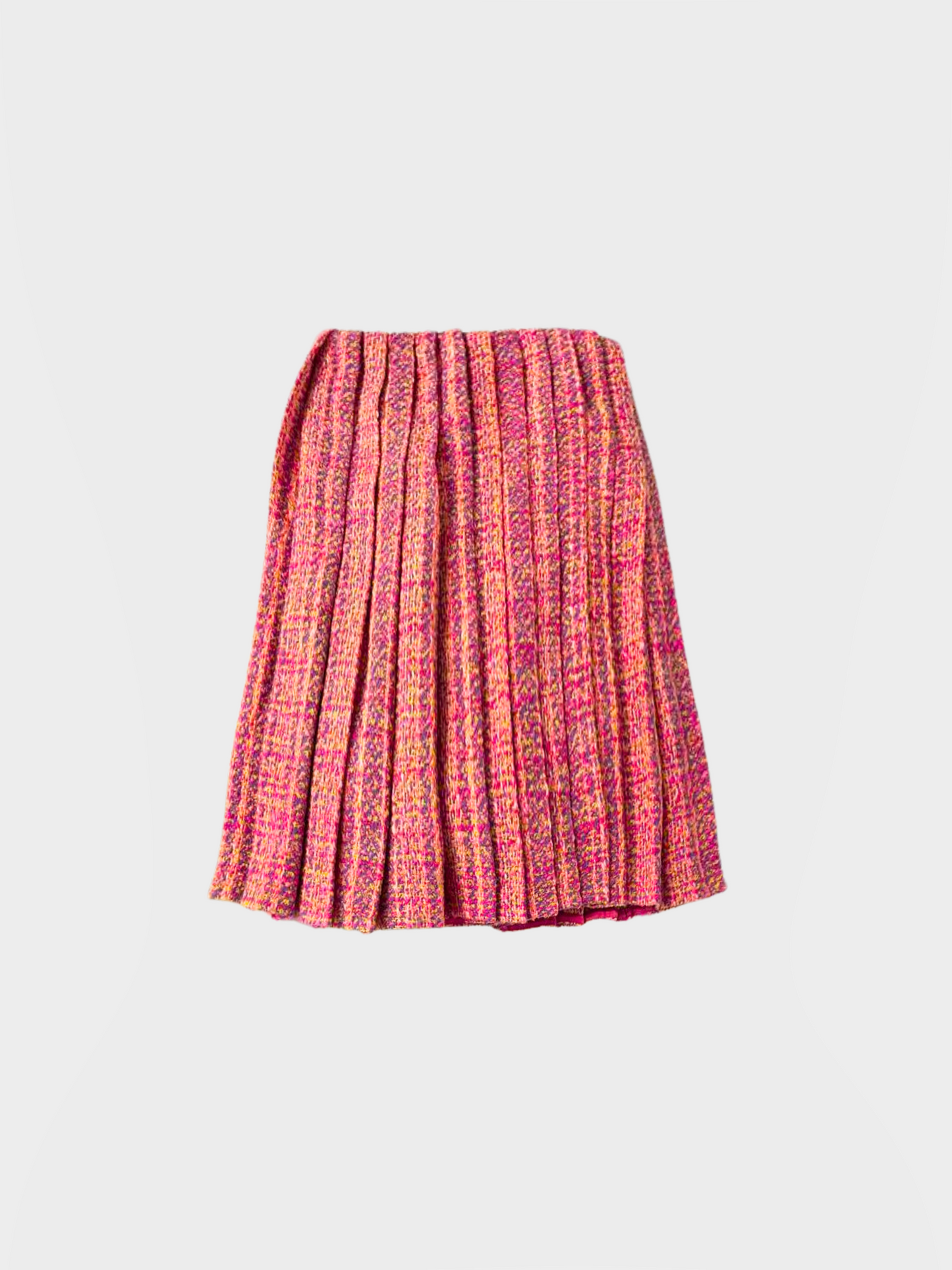 Prada 1990s Pink Pleated Wool Wrap  Knee Length Skirt