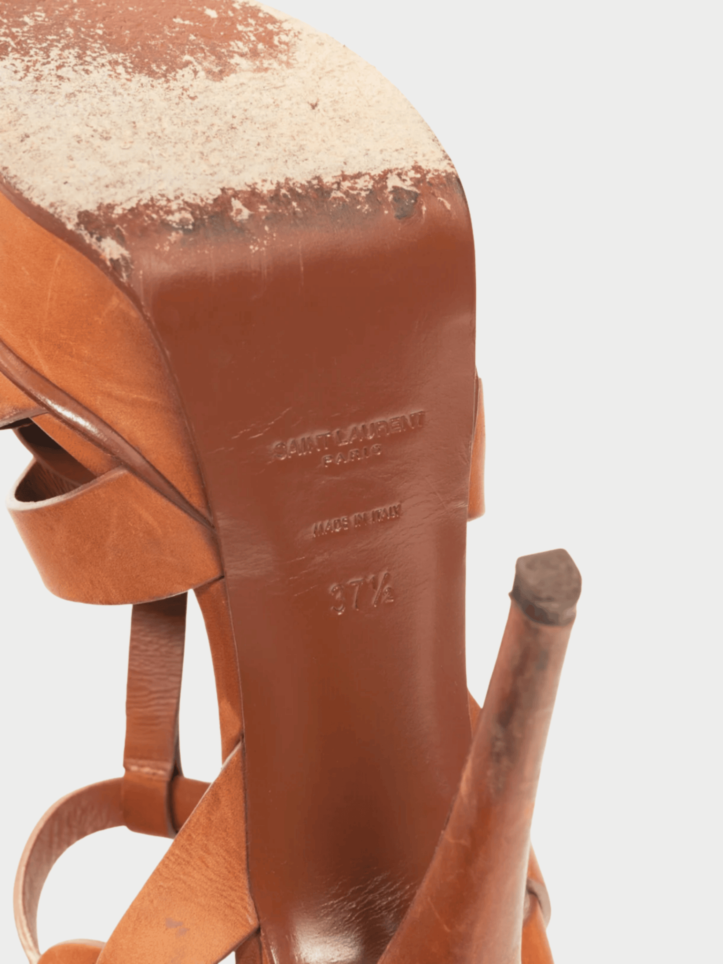 Yves Saint Laurent 2012 Tribute 105 Brown Leather Platform Sandals