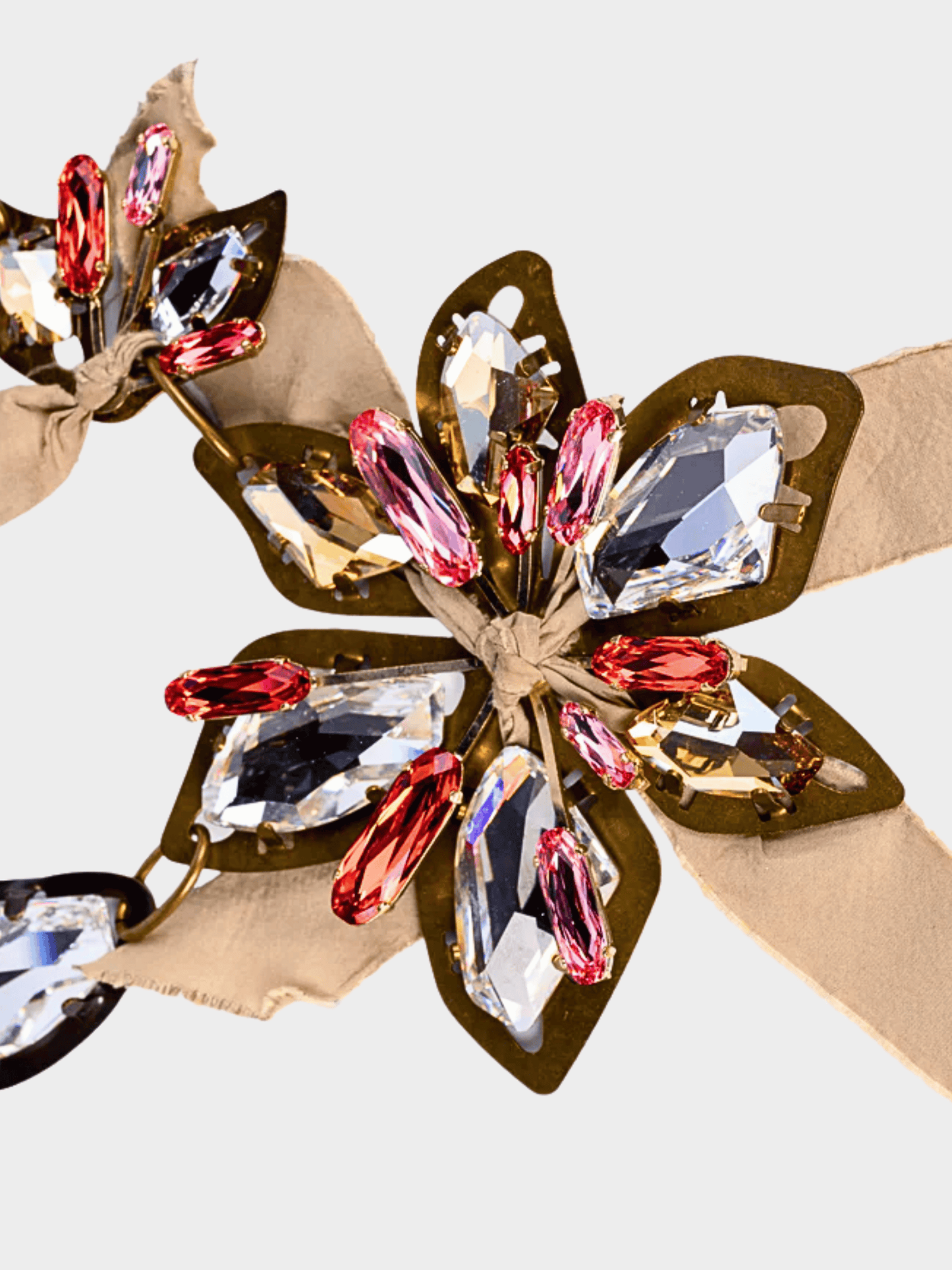 Lanvin 2009 Crystal Flower Ribbon Necklace