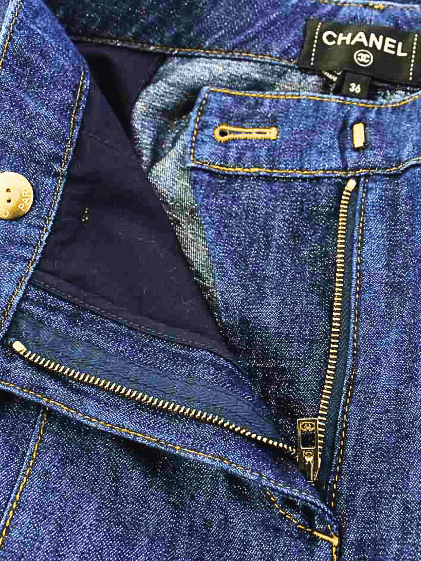 Chanel SS 2023 Blue Denim Wide Leg Jeans