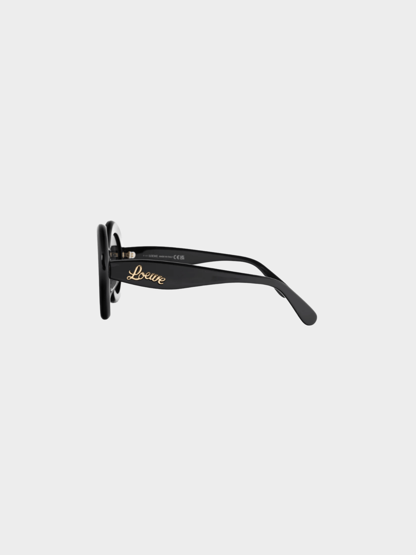 Loewe 2020s Black and Smoke Logo-Temple Cat-Eye Sunglasses