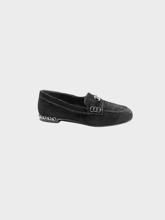 Chanel 1990s CC Black Suede Loafers