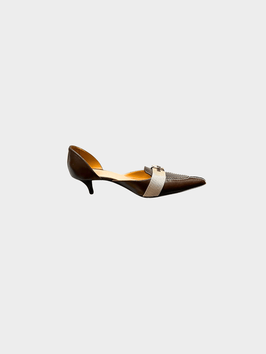 Hermes 2000s Brown Leather Kitten Heels