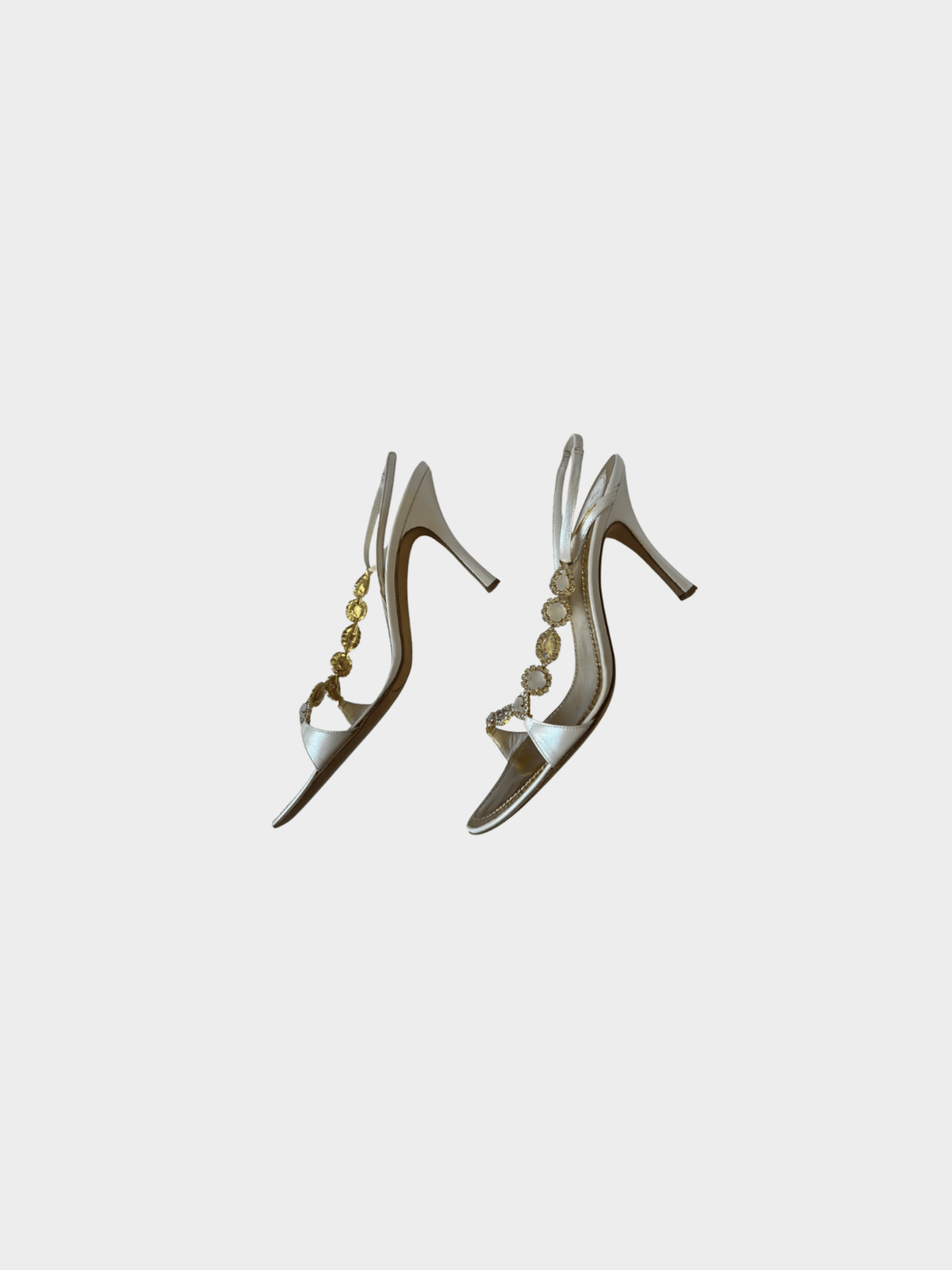 René Caovilla 2000s Crystal White Embellished Sandal Heels