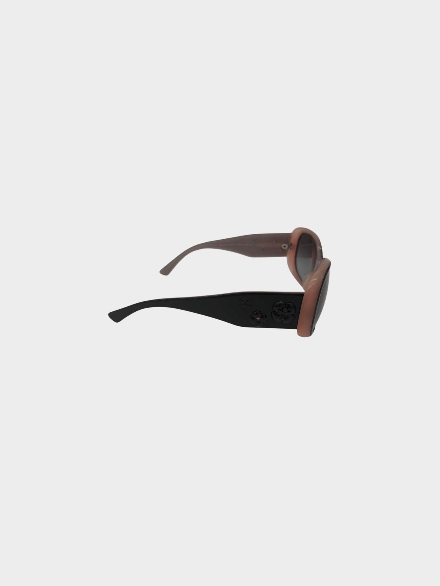 Chanel 2000s Pink and Black Camellia Bicolor Sunglasses