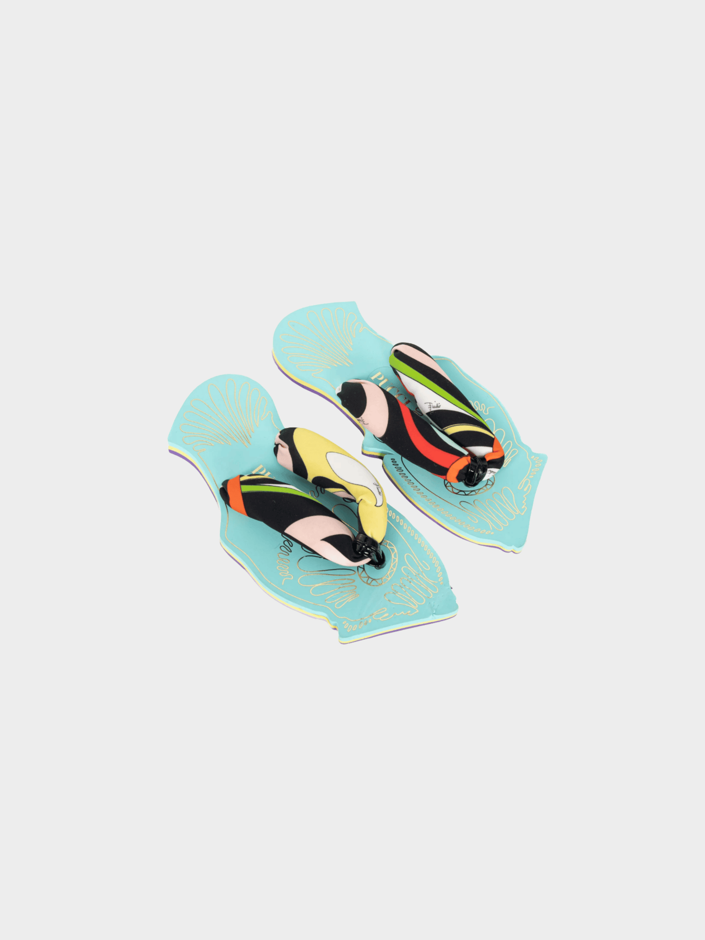 Emilio Pucci SS 2023 Nero & Rosso Marmo-Print Scuba Thong Sandals