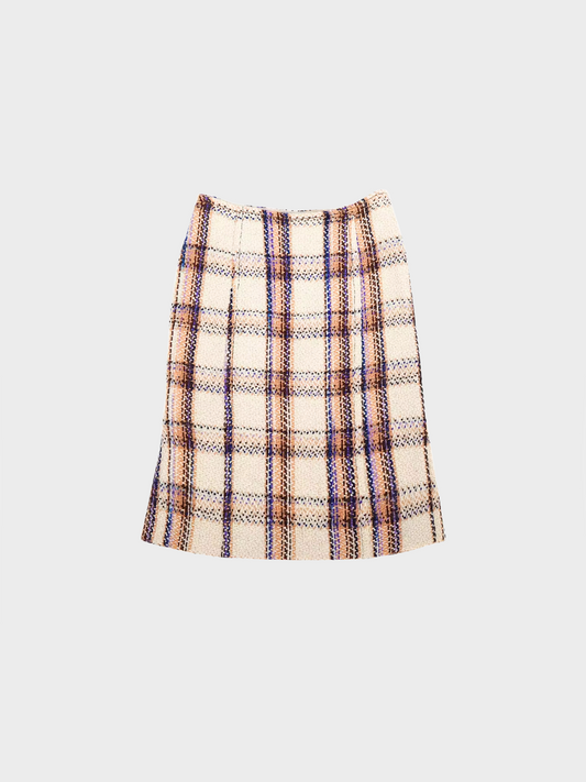 Miu Miu FW 2000 Multicolor Plaid Tweed Skirt