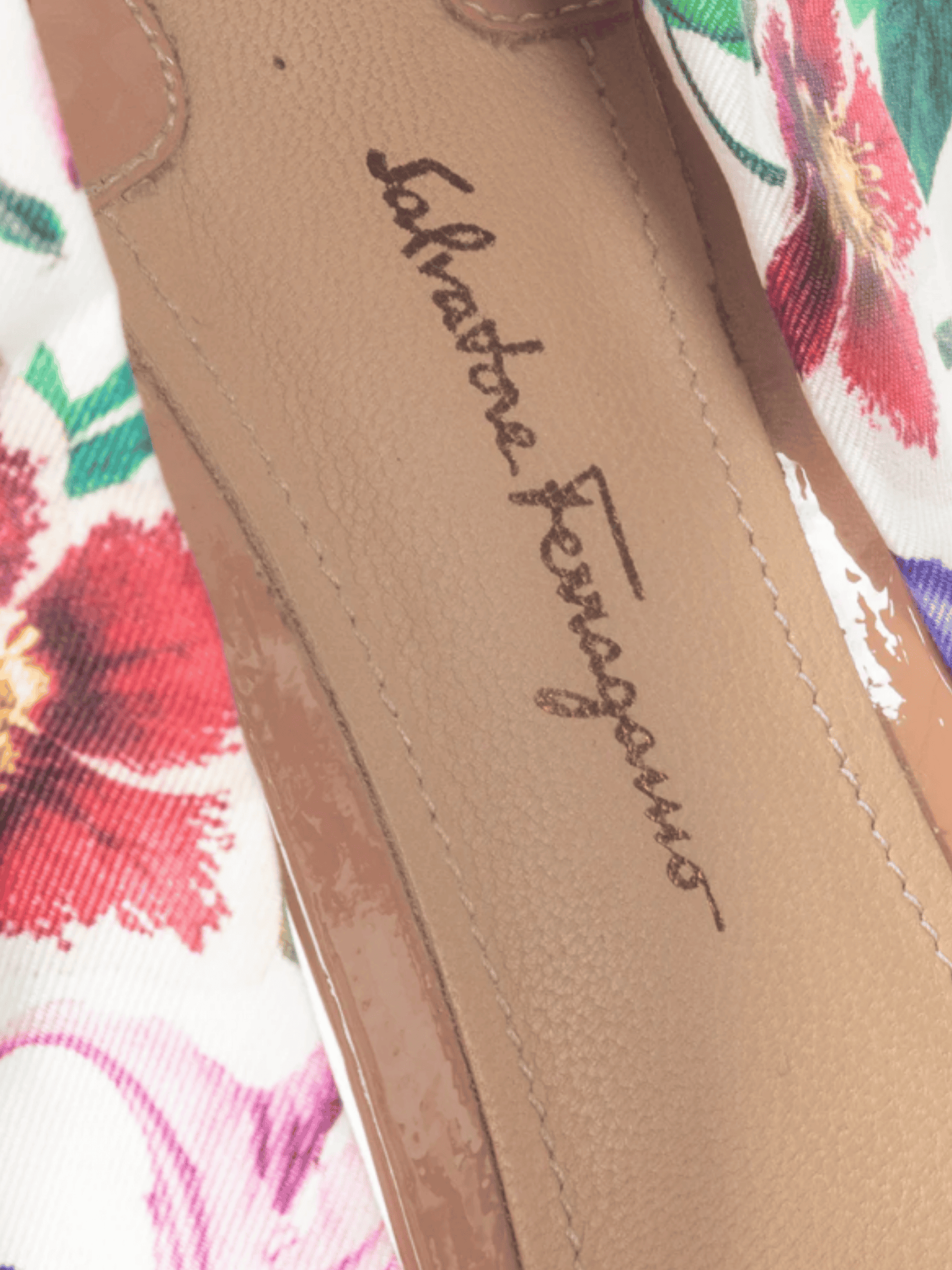 Salvatore Ferragamo SS 2018 Tursi Nude Patent Leather Floral-Tie Sandals