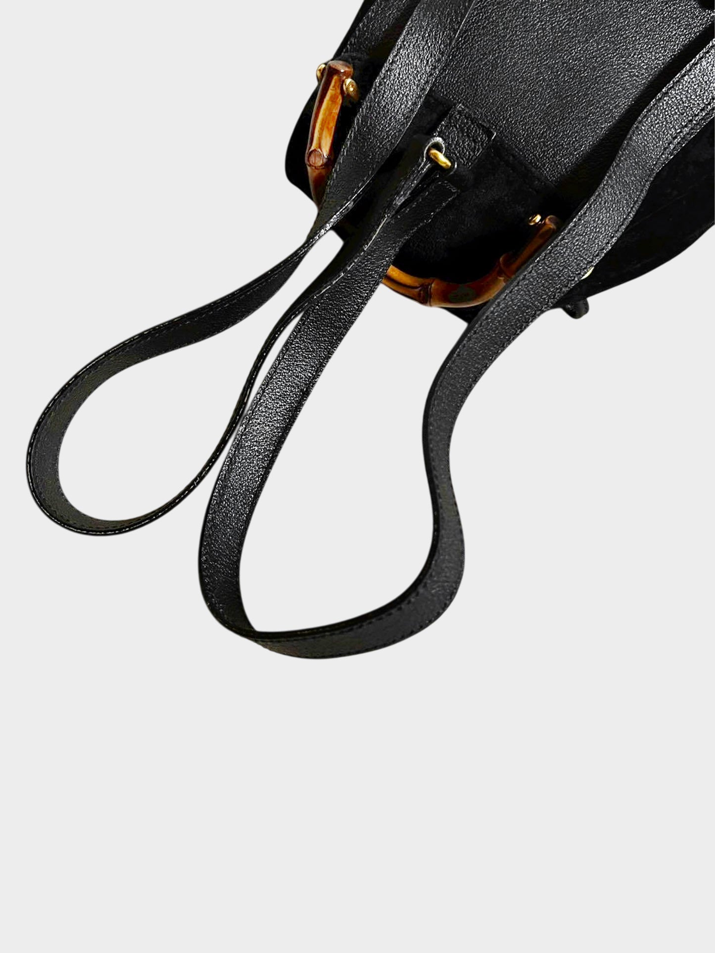 Gucci Bamboo 2000s Black Suede and Leather Backpack