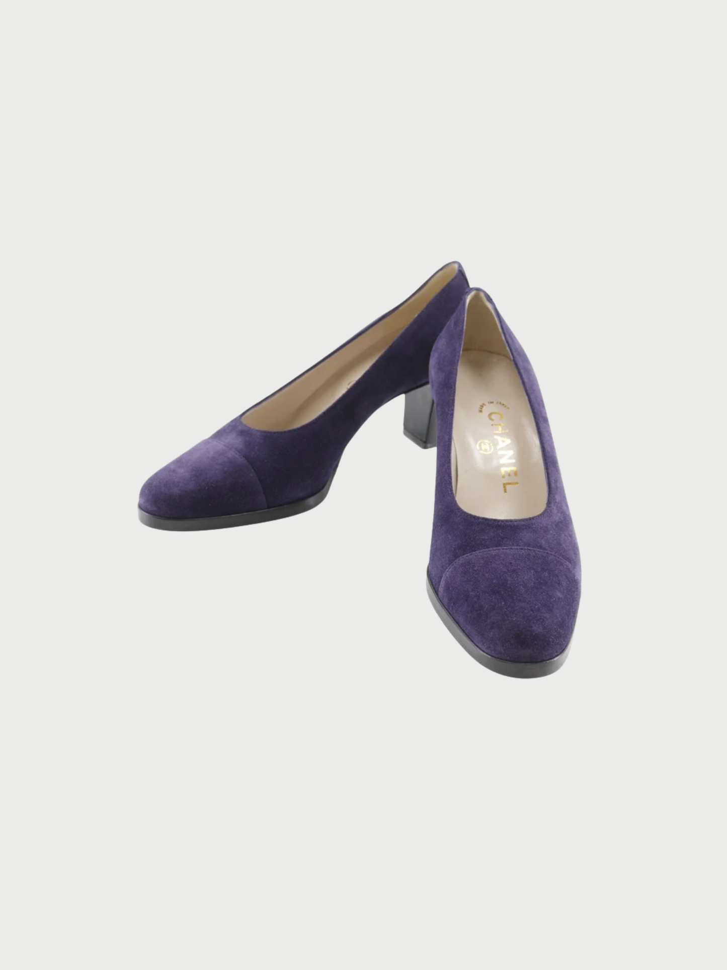 Chanel 1998 Purple Suede COCO Mark Pumps