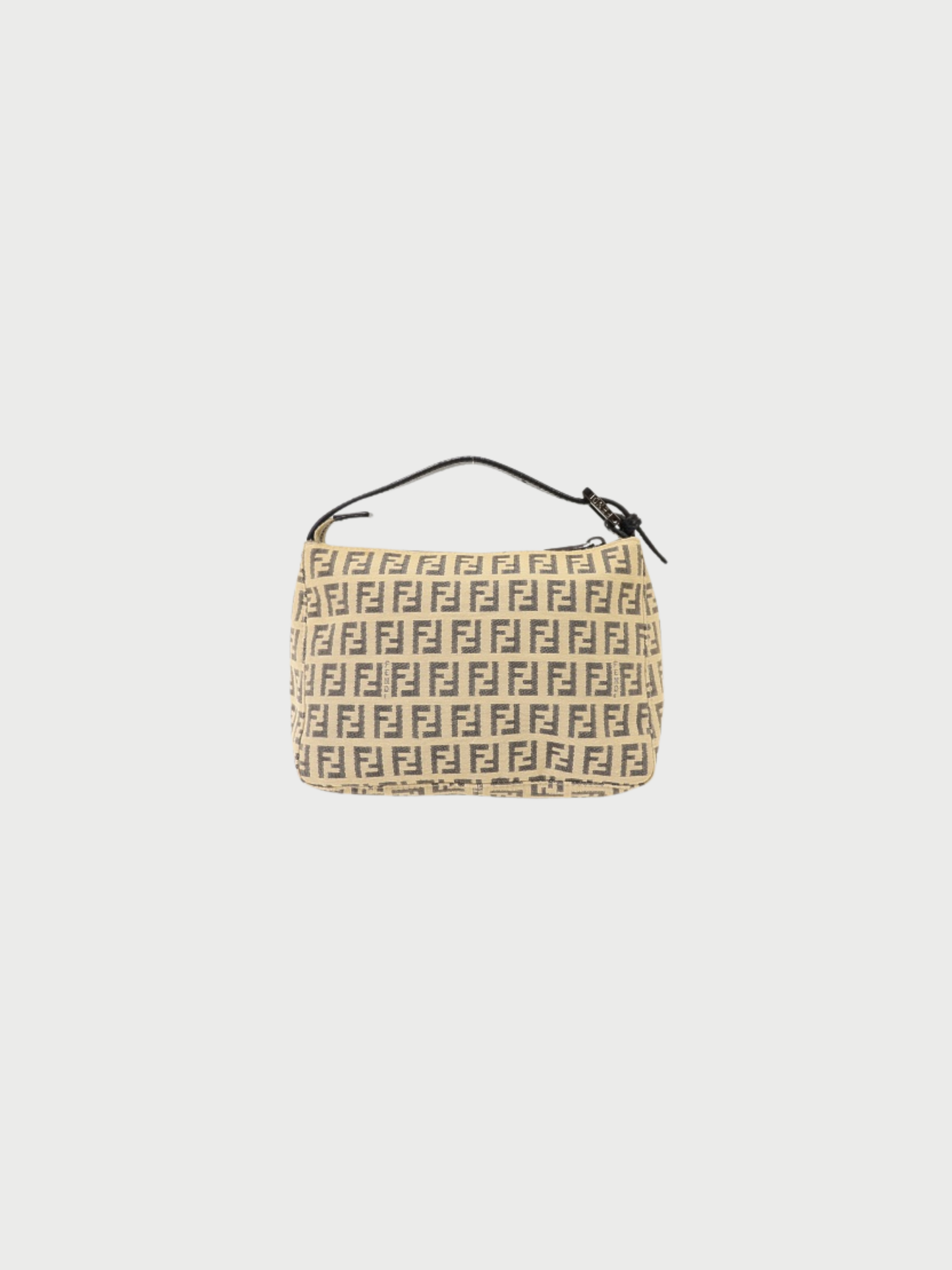 Fendi 2000s Beige Black Zucca Canvas Leather Mini Handbag