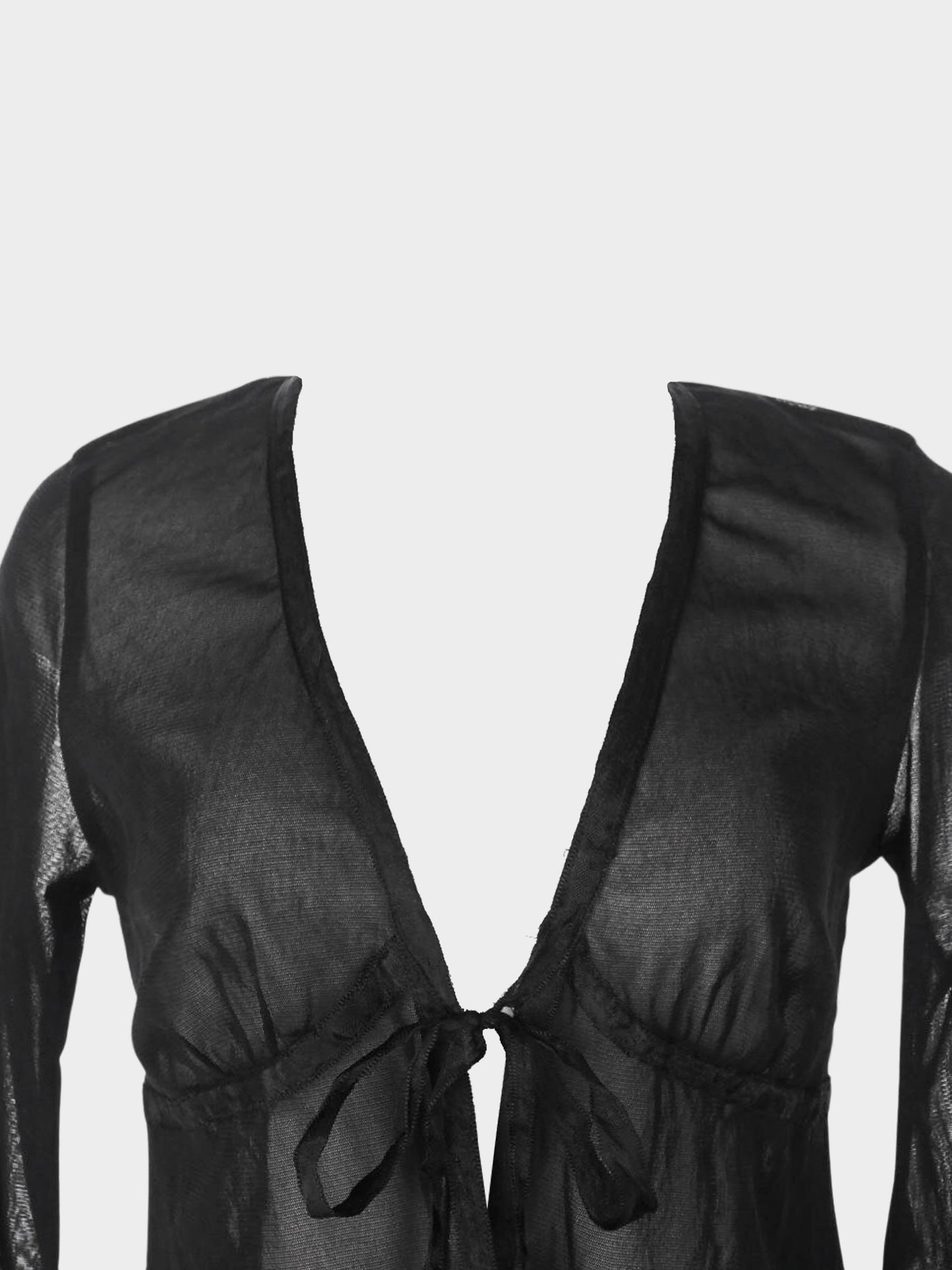 Jean Paul Gaultier 2000s Black Nylon Mesh Long Sleeve Top