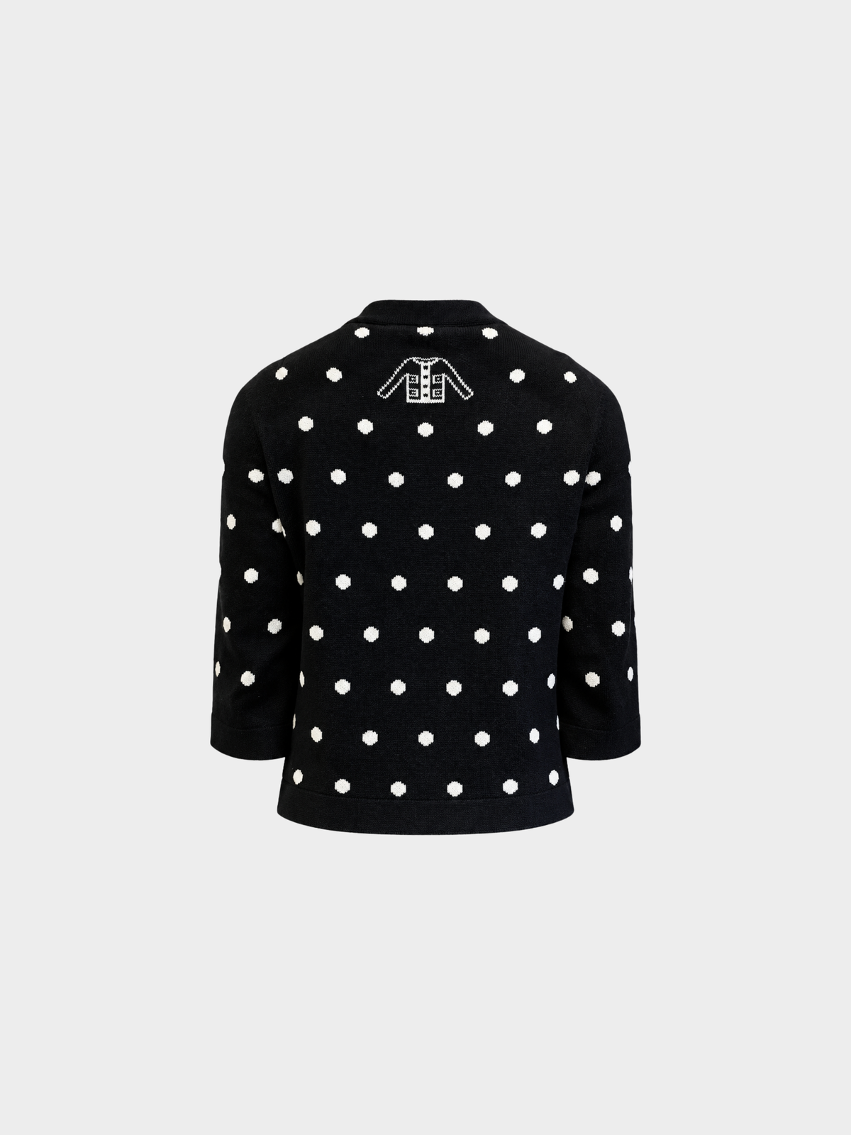 Chanel 2000s Black White Cashmere Polka-Dot Cardigan