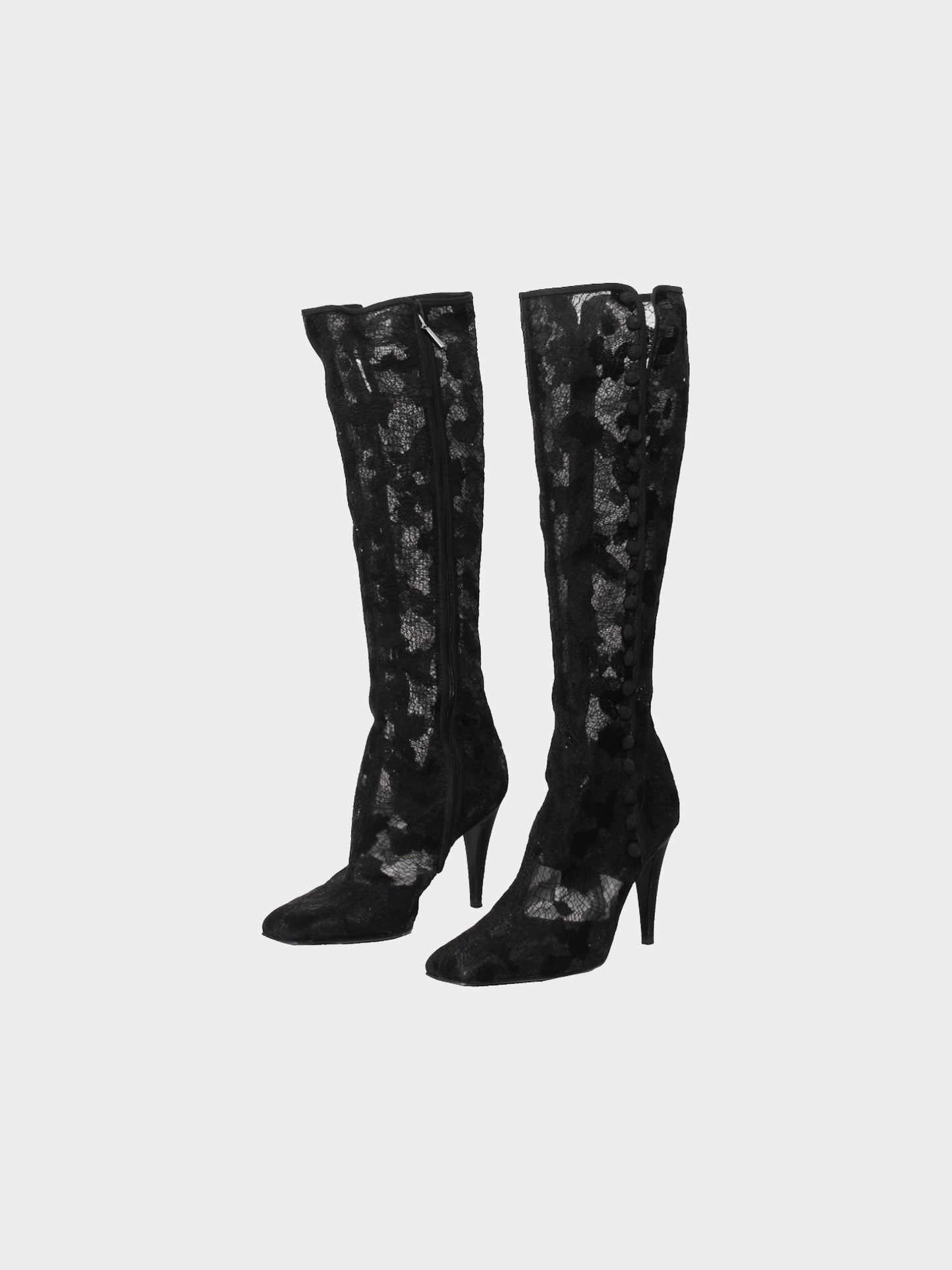 Sergio Rossi 2000s Black Lace High Boots