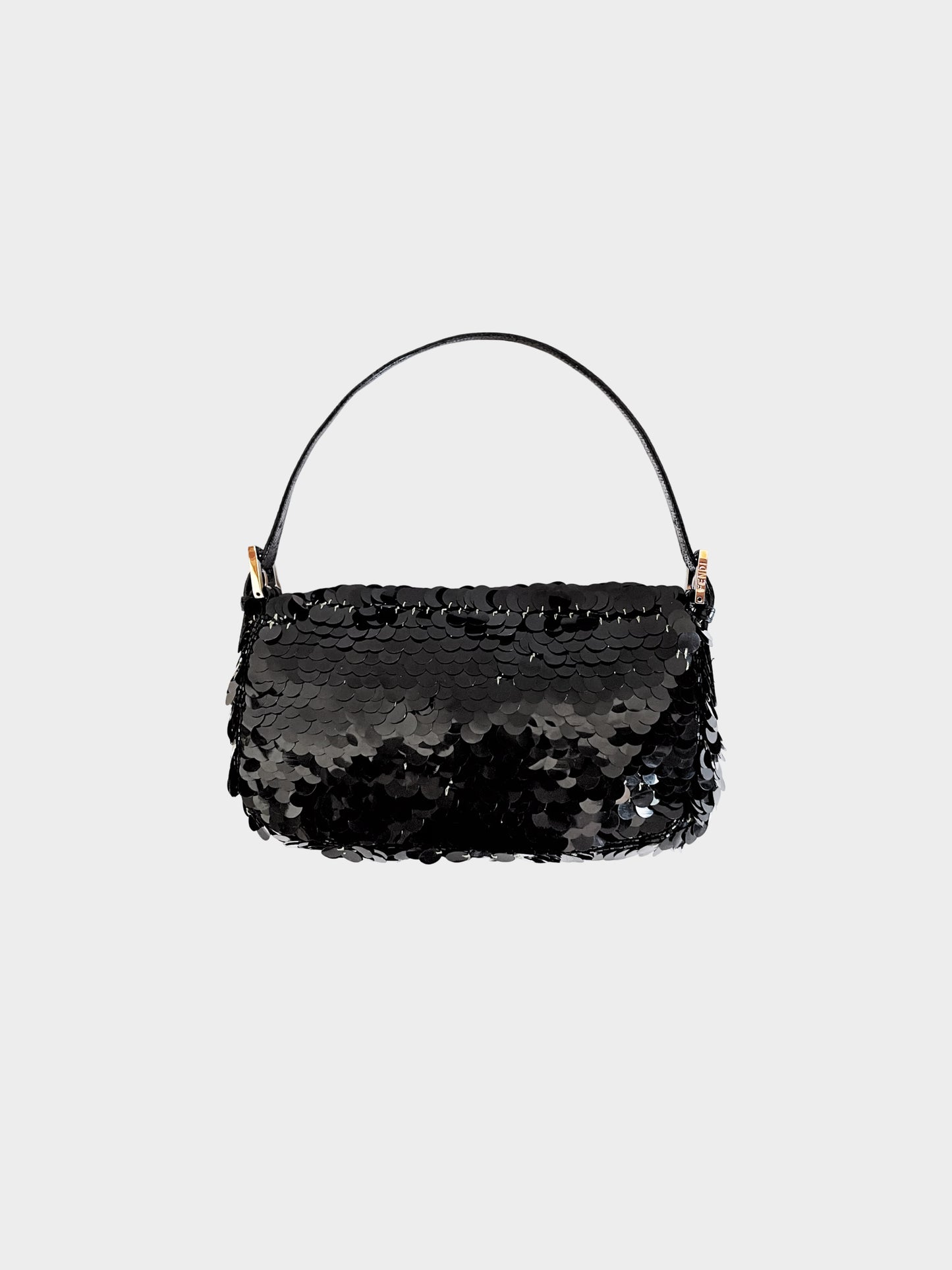 Fendi Late 1990s Black Python and Sequin Baguette Bag