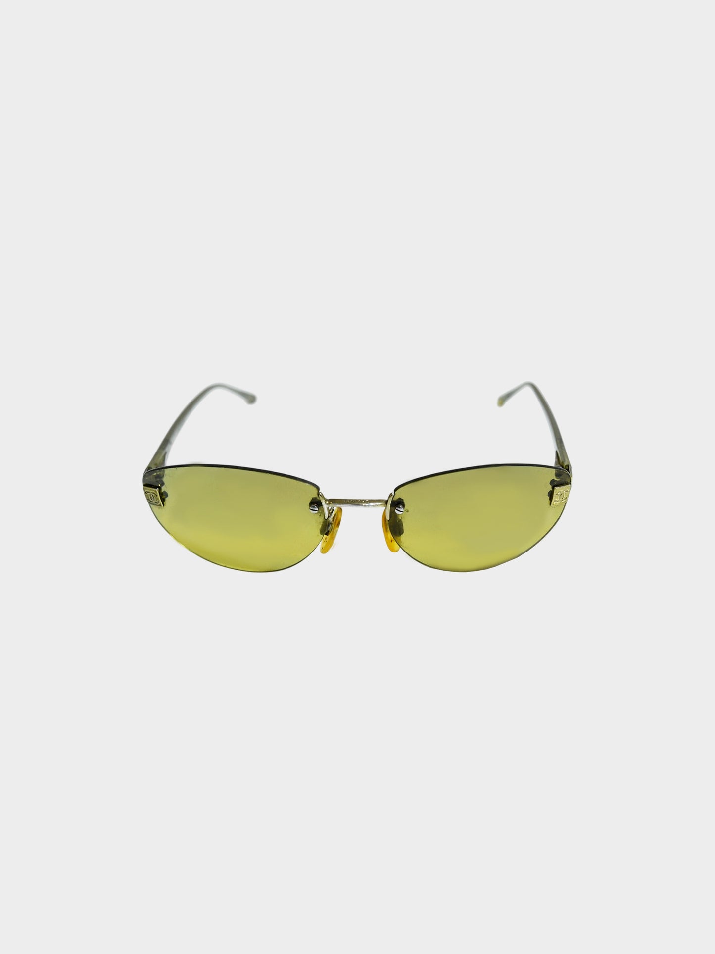 Chanel 2000s Khaki Oval Rimless Sunglasses