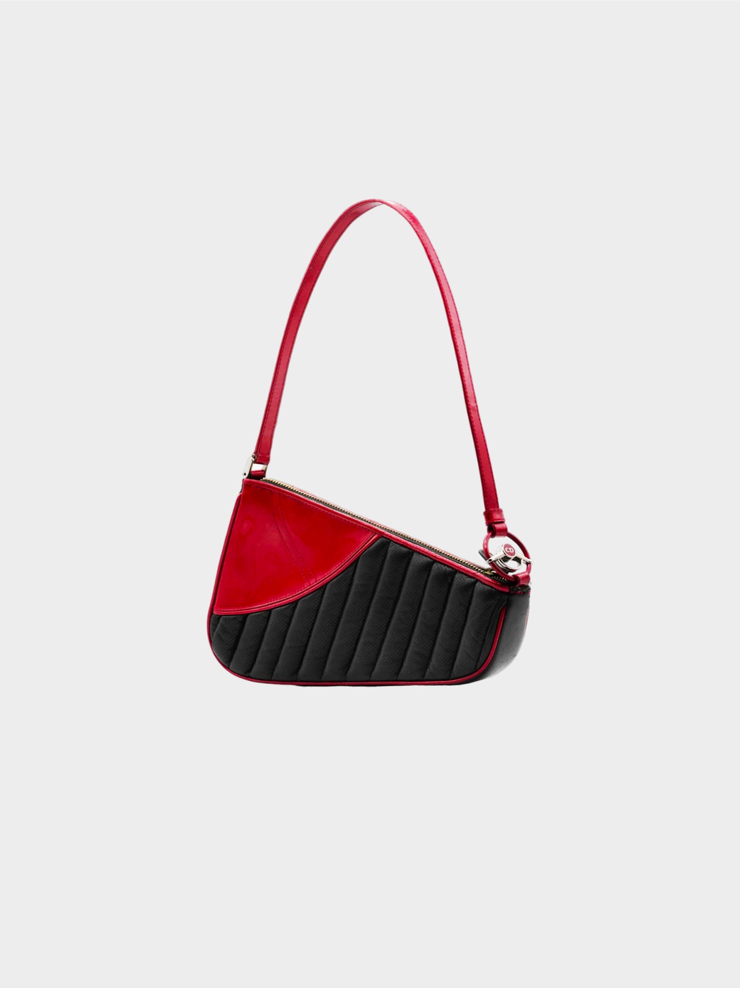 Christian Dior SS 2001 Black and Red Leather Petit Cadillac Saddle Bag
