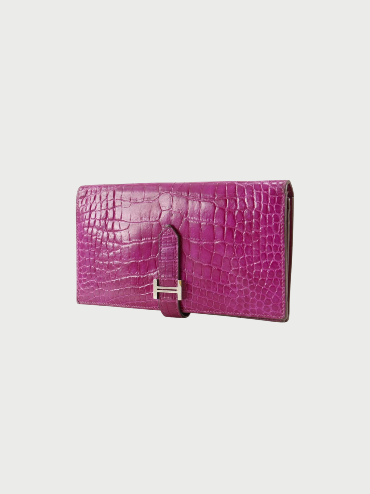 Hermès 2020 Rose Shéhérazade Alligator Béarn Soufflet Long Wallet