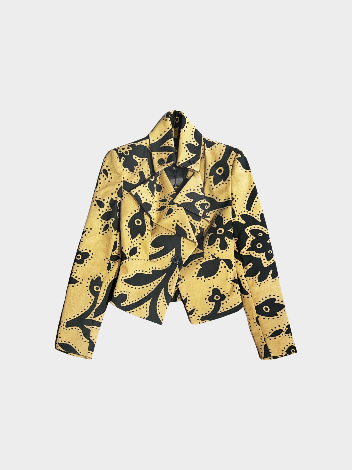 Vivienne Westwood Anglomania 2000s Brown and Black Abstract Floral Print Jacket And Skirt Set