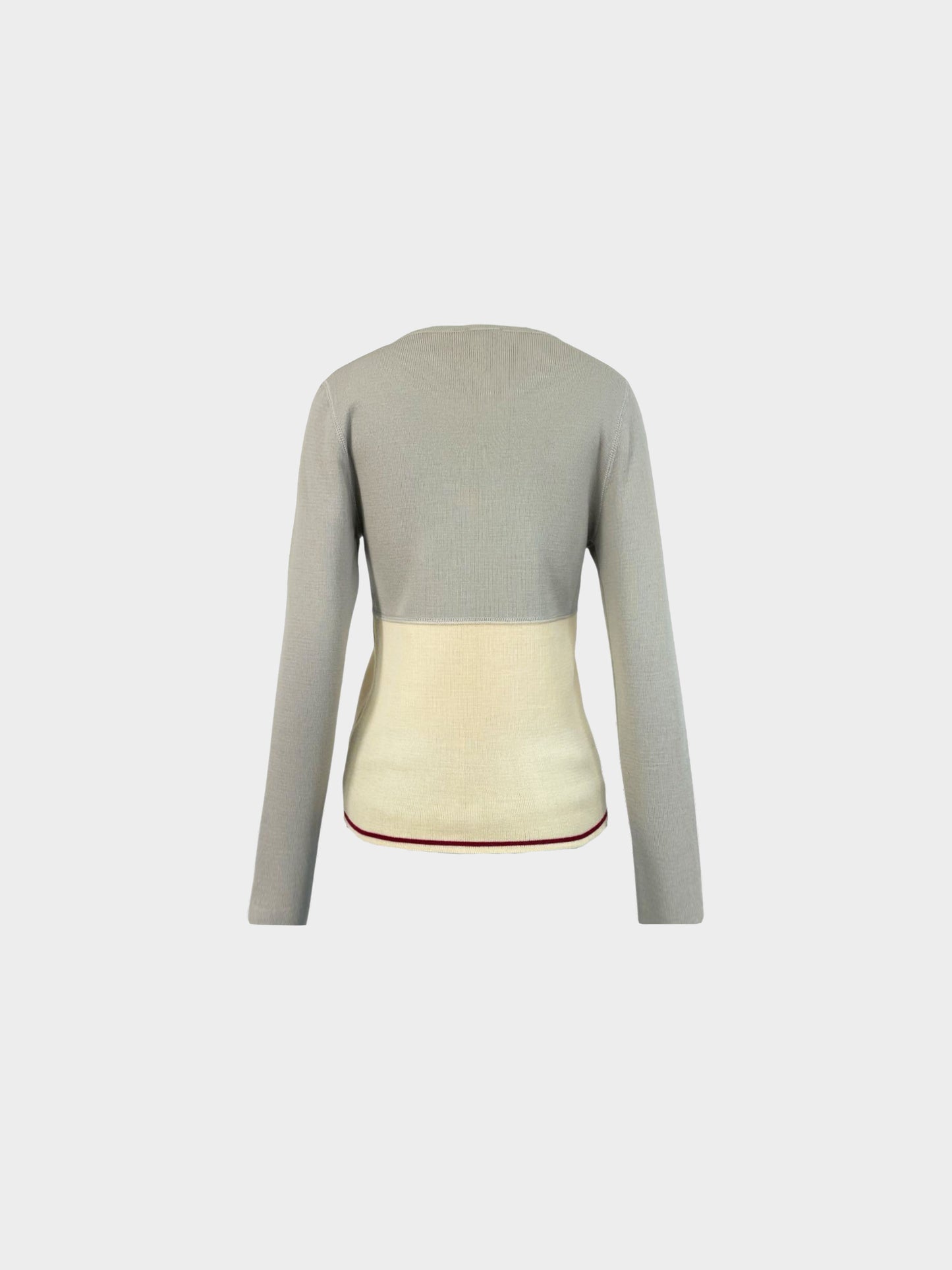 Chanel FW 2001 Grey and Beige Wool Pull-over Knit Sweater