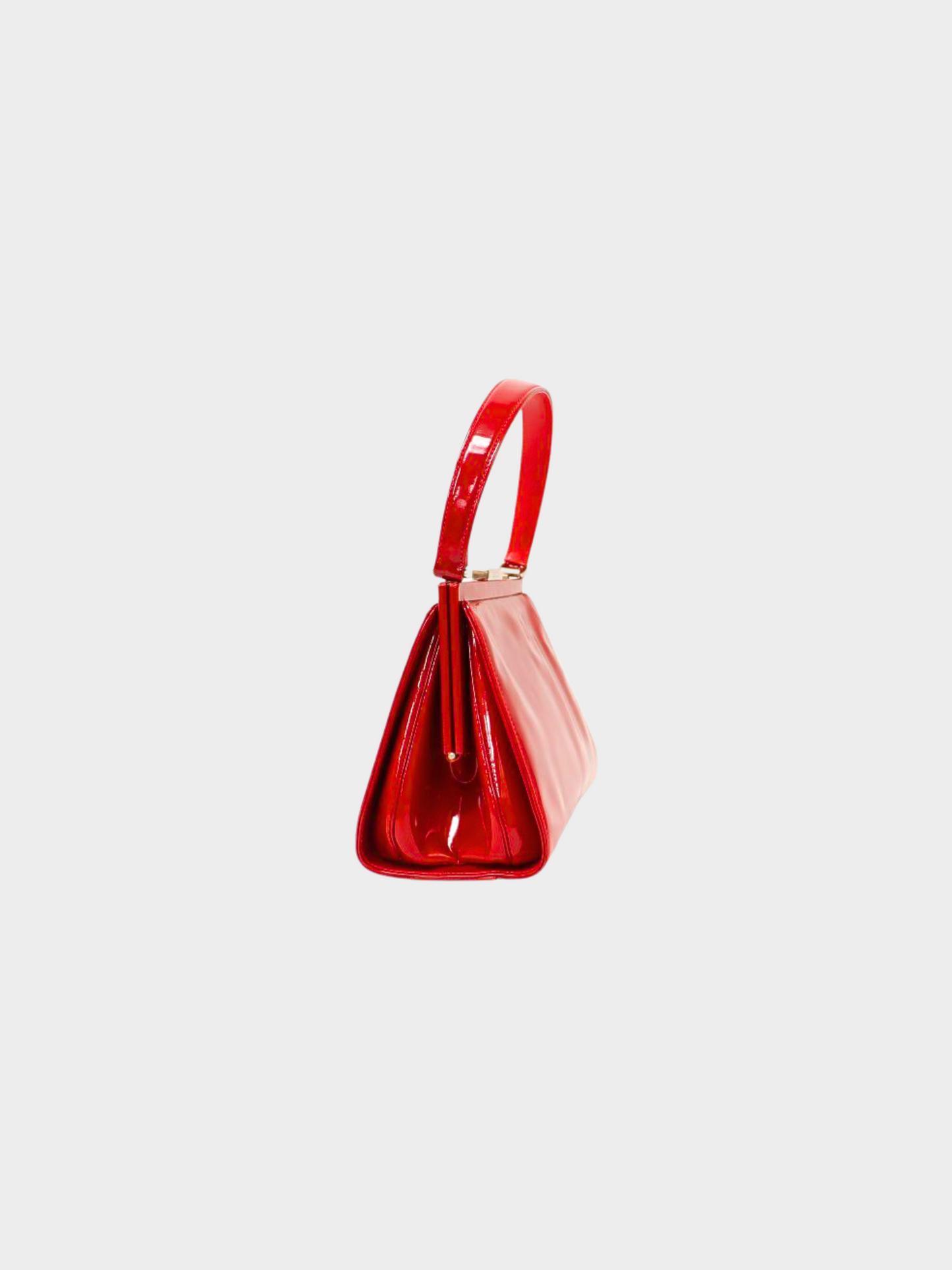 Gucci 1990s Red Frame Patent Leather Clasp Hand Bag