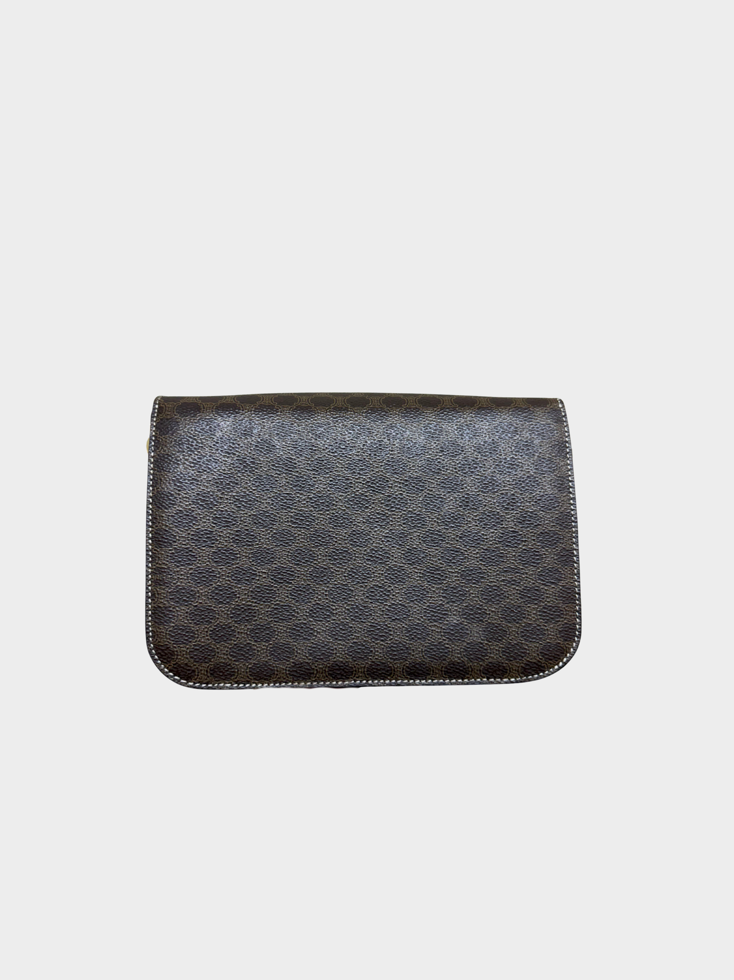Celine 1980s Brown Macadam Canvas Horsecarriage Shoulder Bag