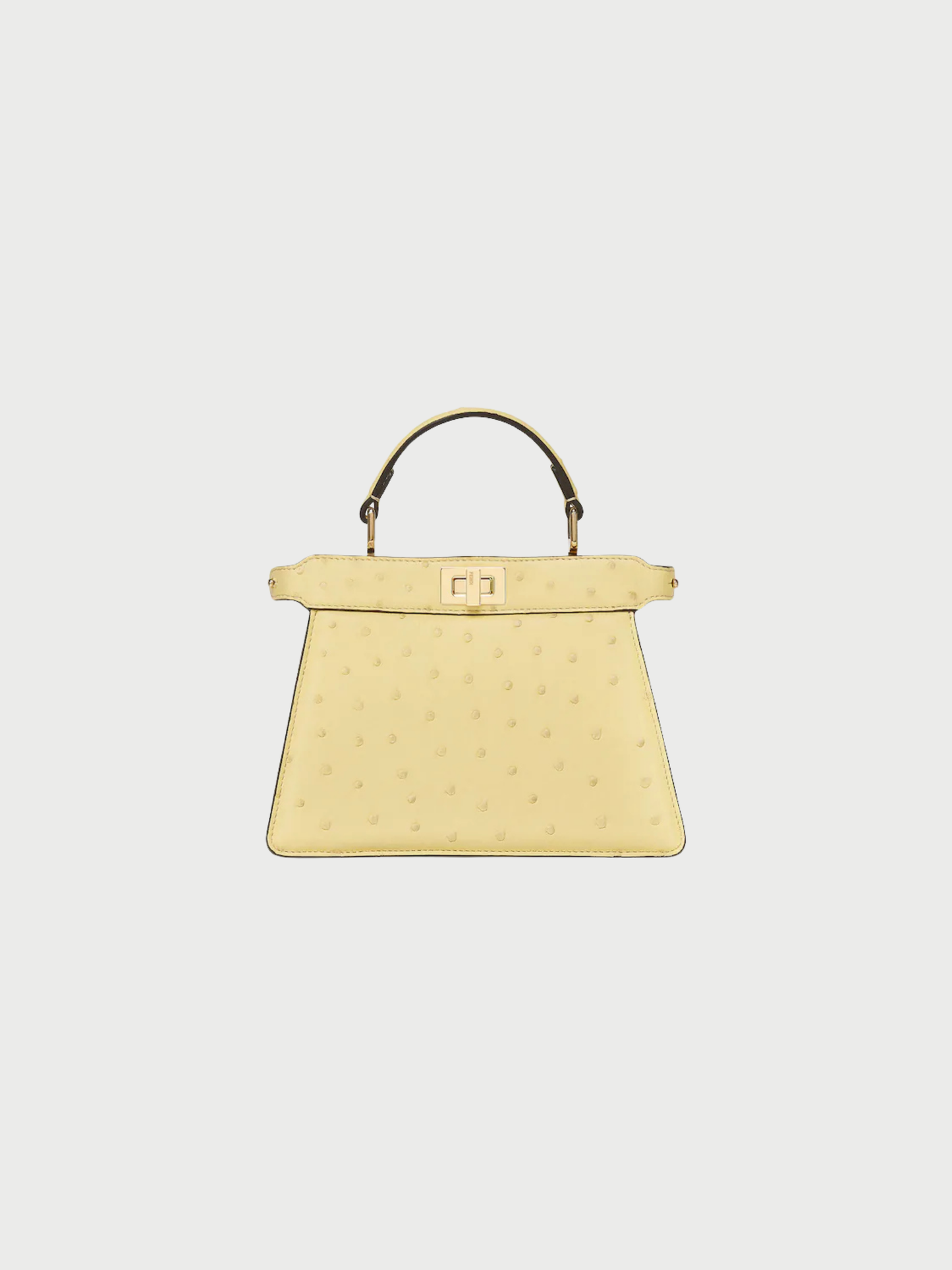 Fendi 2020s Pale Yellow Ostrich Leather Peekaboo ISeeU Petite Bag