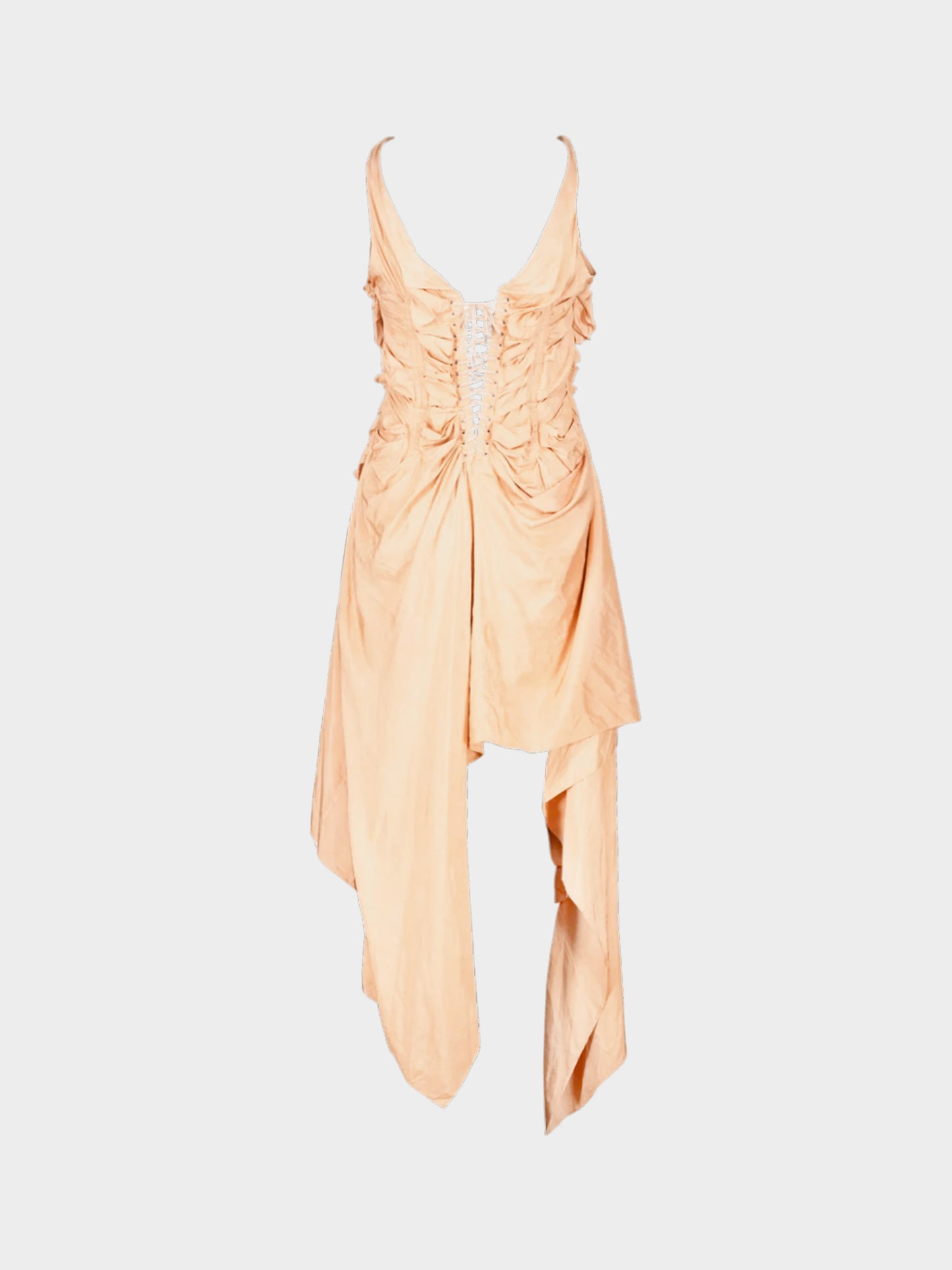 Jean Paul Gaultier SS 2004 Runway Beige Pink Corseted Asymmetrical Dress
