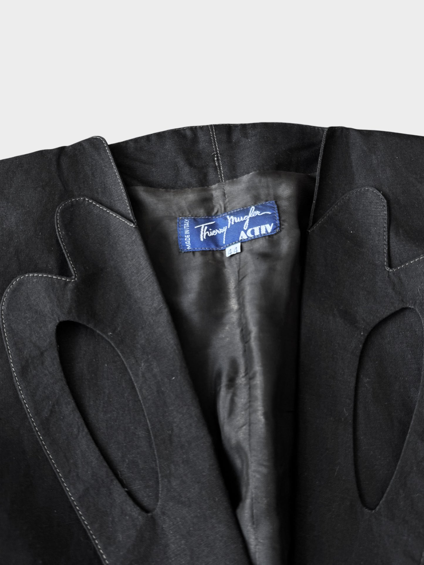 Thierry Mugler Active 1970s Black Cutout Collar Blazer