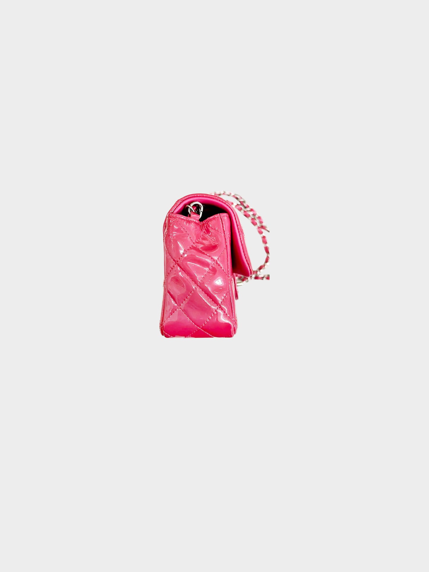 Chanel 2014 Lipstick Pink Patent Leather Mini Rectangular Flap Bag