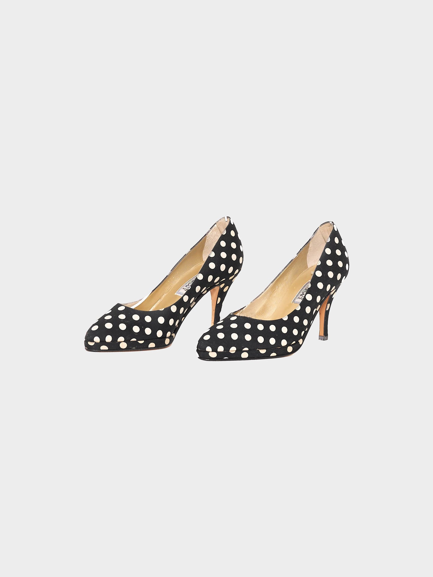 Gianni Versace 1990s Black and White Polka Dot Pumps