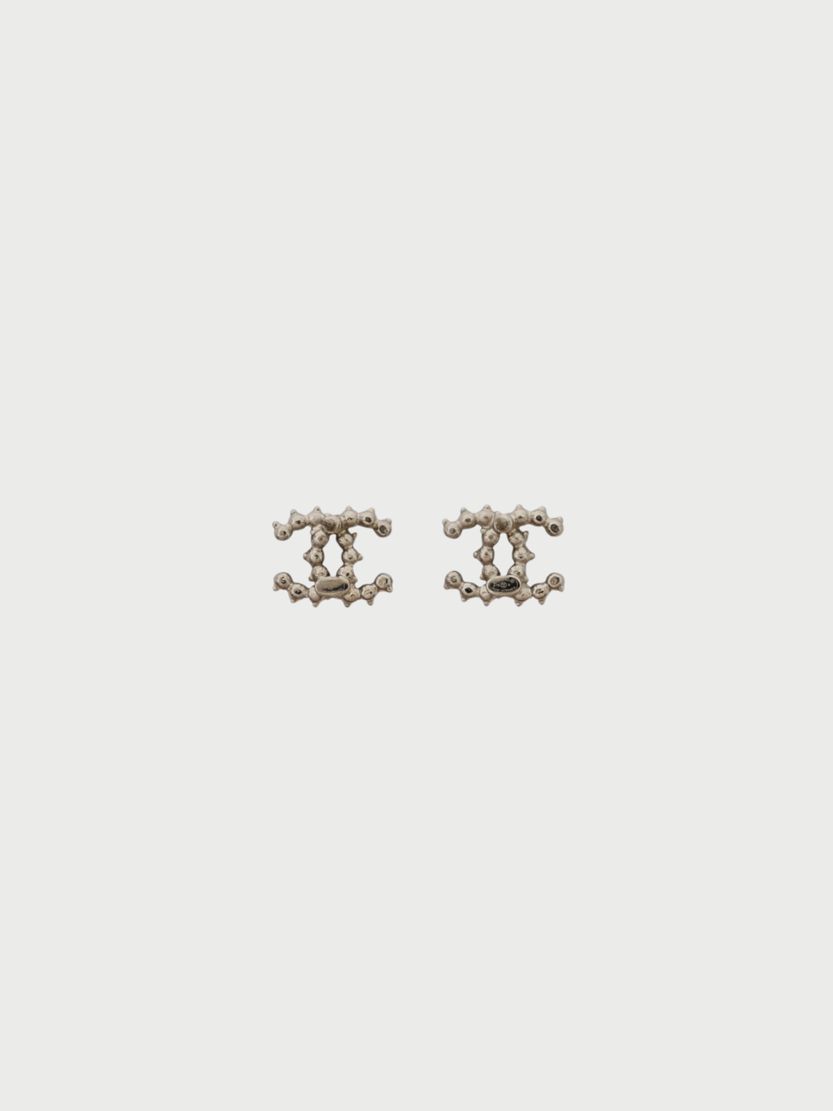 Chanel 2018 Silver Black Plated Metal COCO Earrings